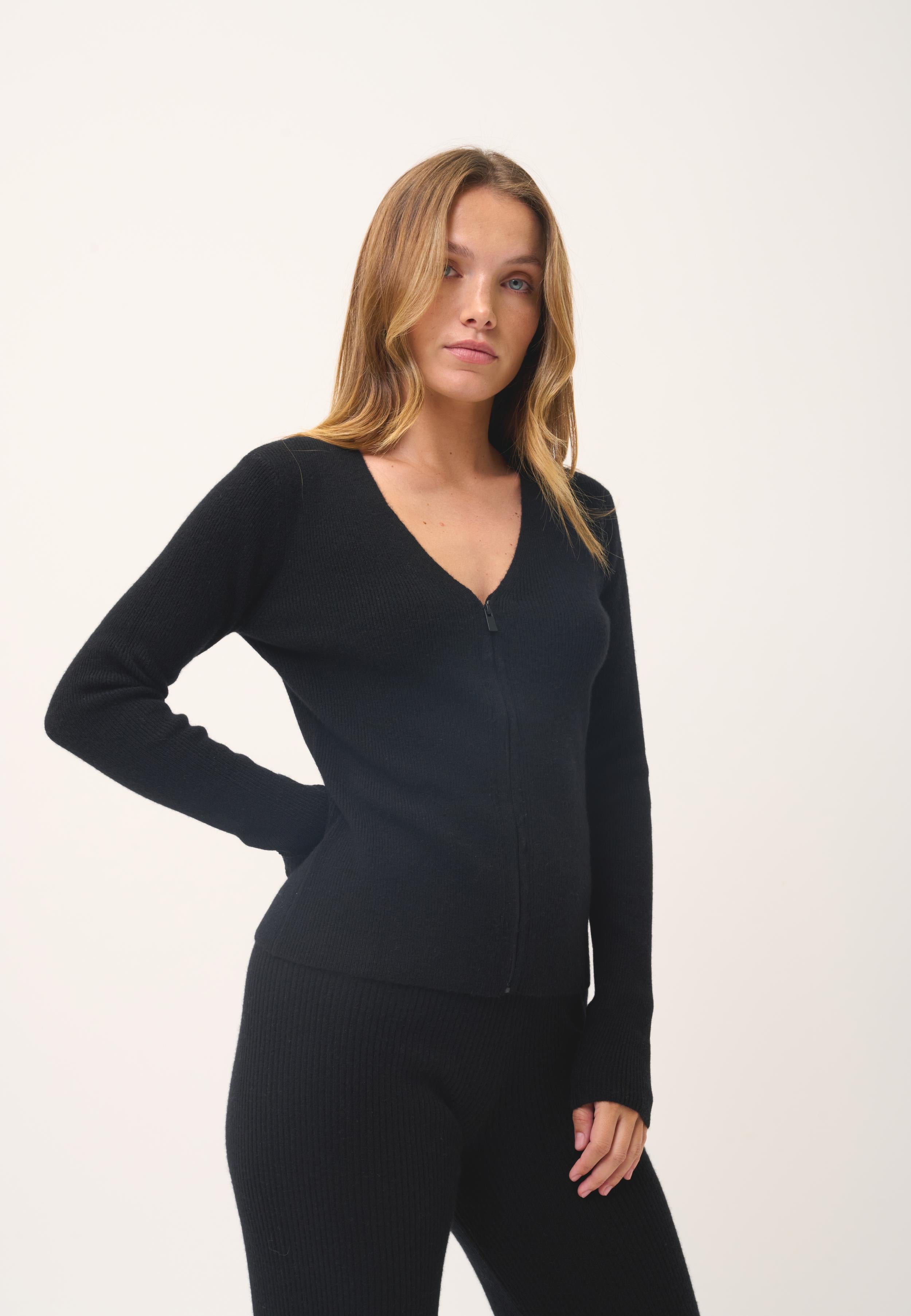 ZION gilet col v noir