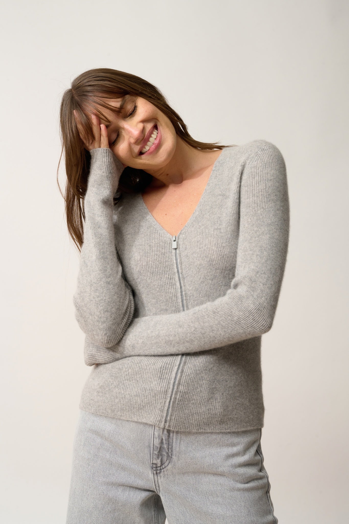 ZION v-neck cardigan nuage chiné