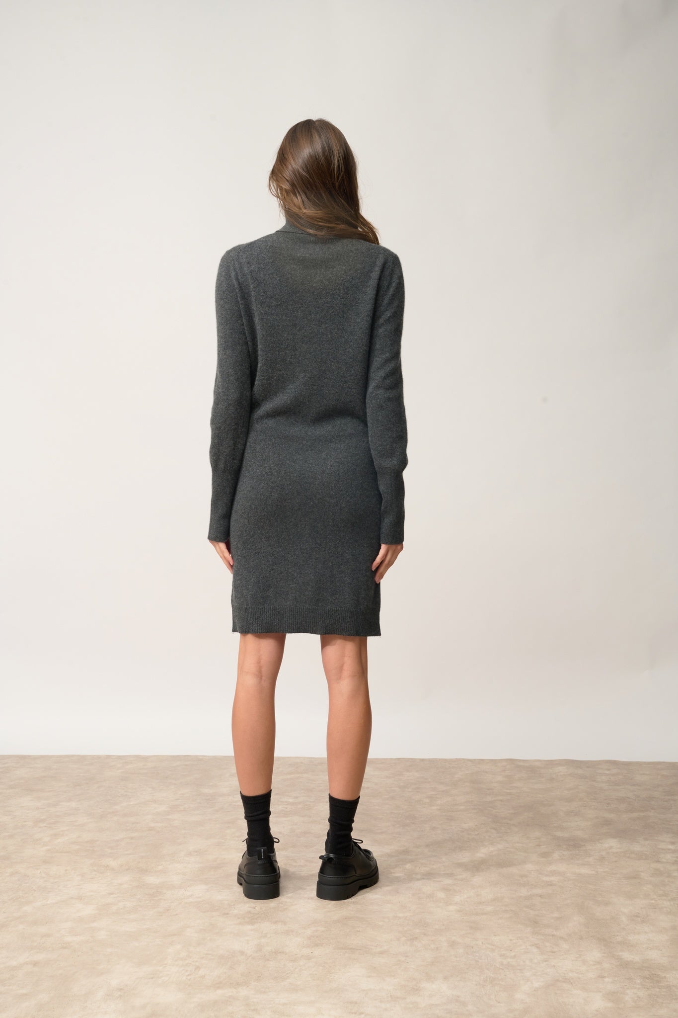 ZOELA robe col roulé carbone chiné