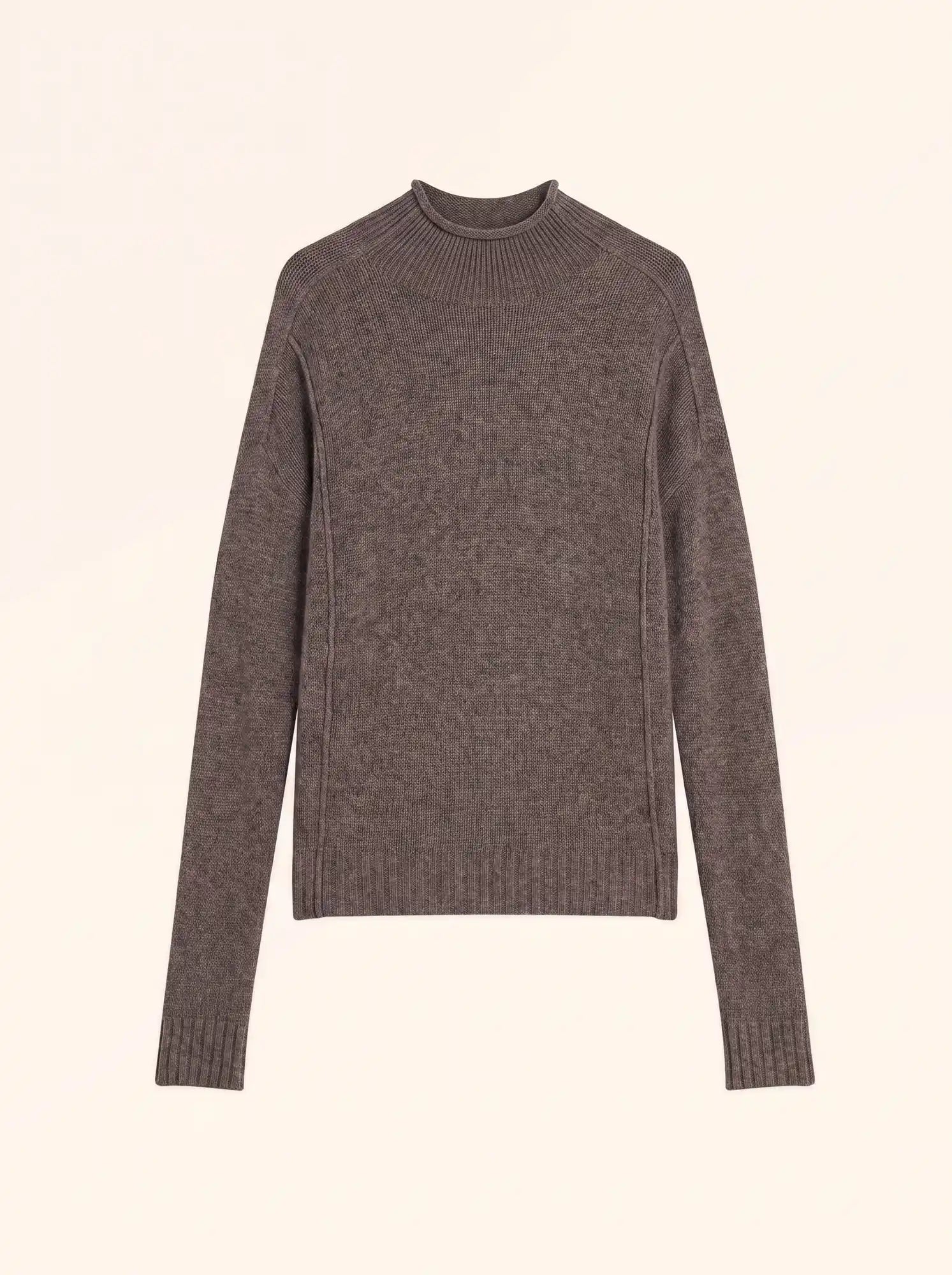 GLACIELA Pull Col Montant 4 Fils Taupe Chiné