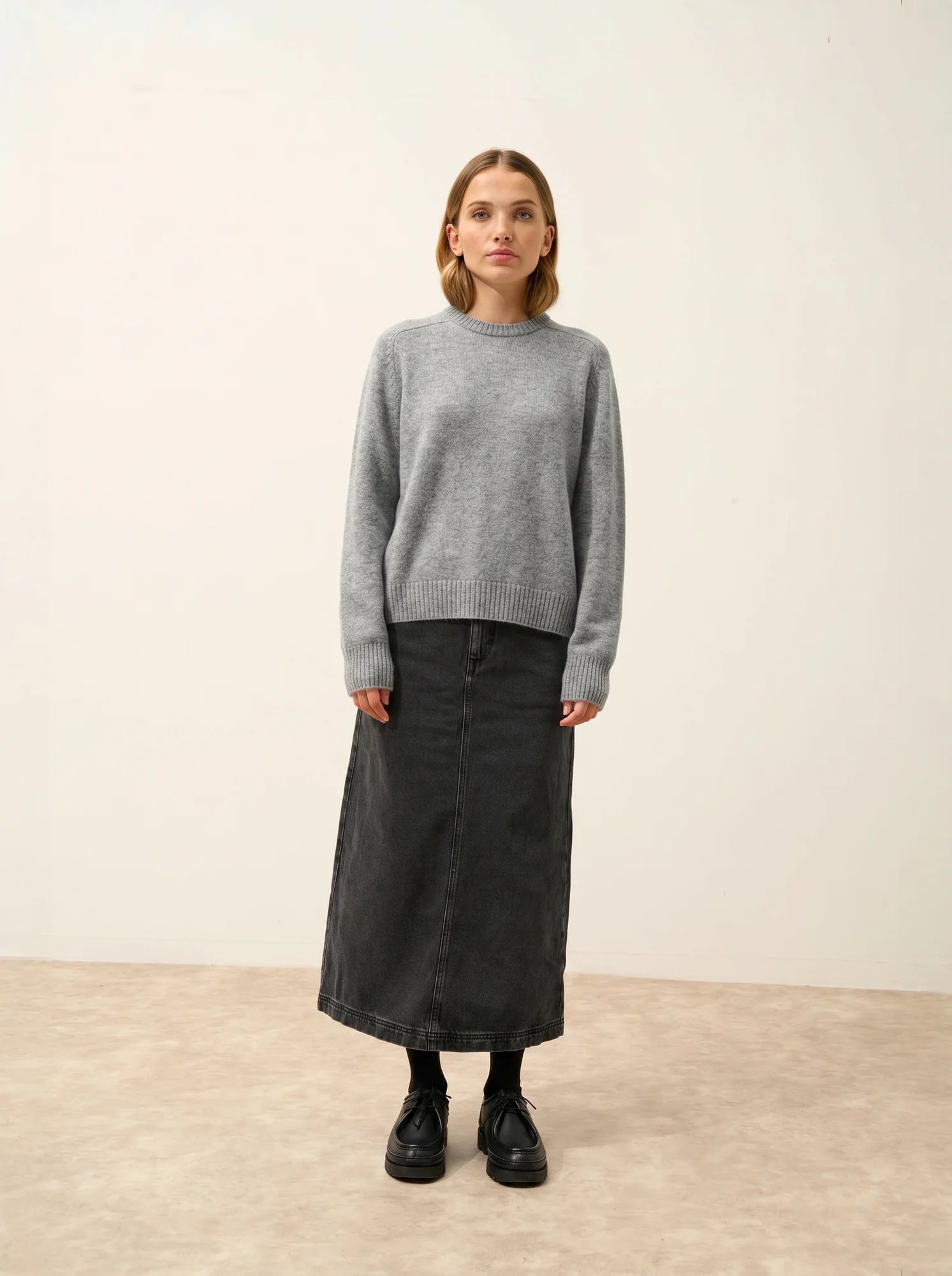 LAVINIA Pull Col Rond 4 Fils Nuage Chiné