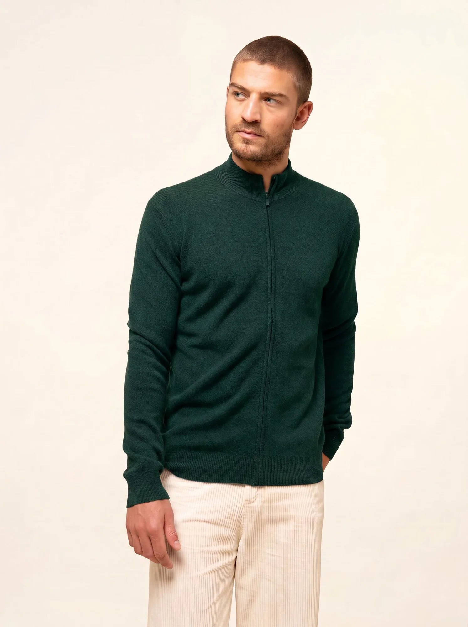 LILOU Gilet Zippé Col Montant Cyprès