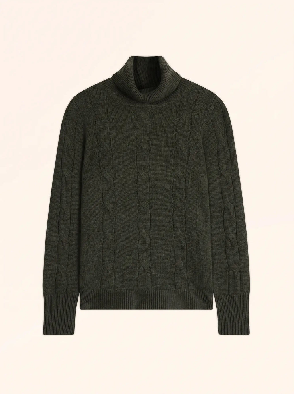 ESTELLE Pull Col Roulé 4 Fils Kaki Chiné