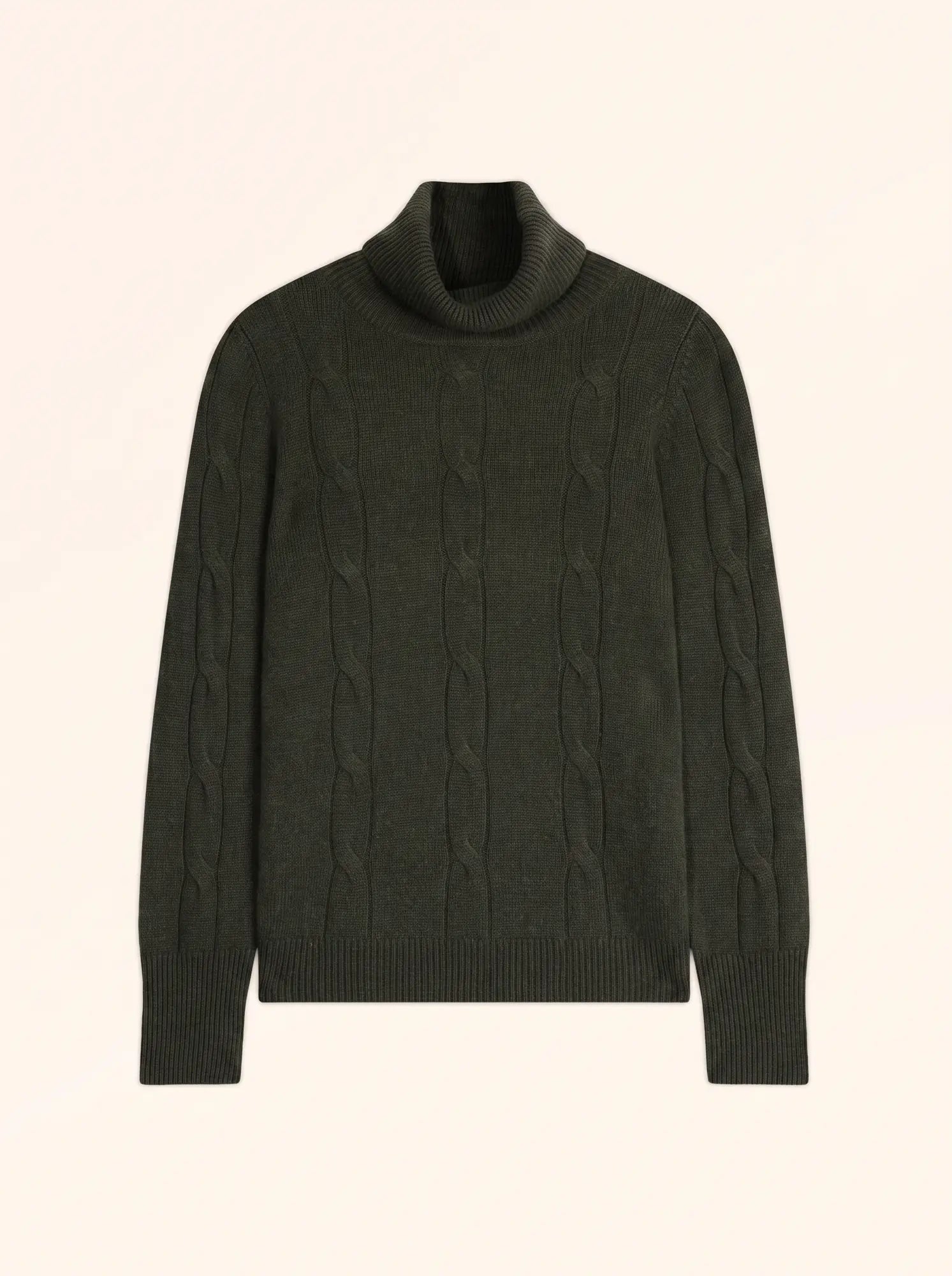 ESTELLE Pull Col Roulé 4 Fils Kaki Chiné