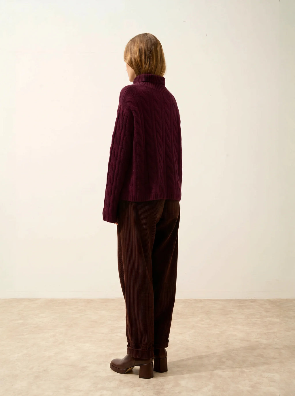 ALESSIA Pull Col Roulé 6 Fils Bordeaux