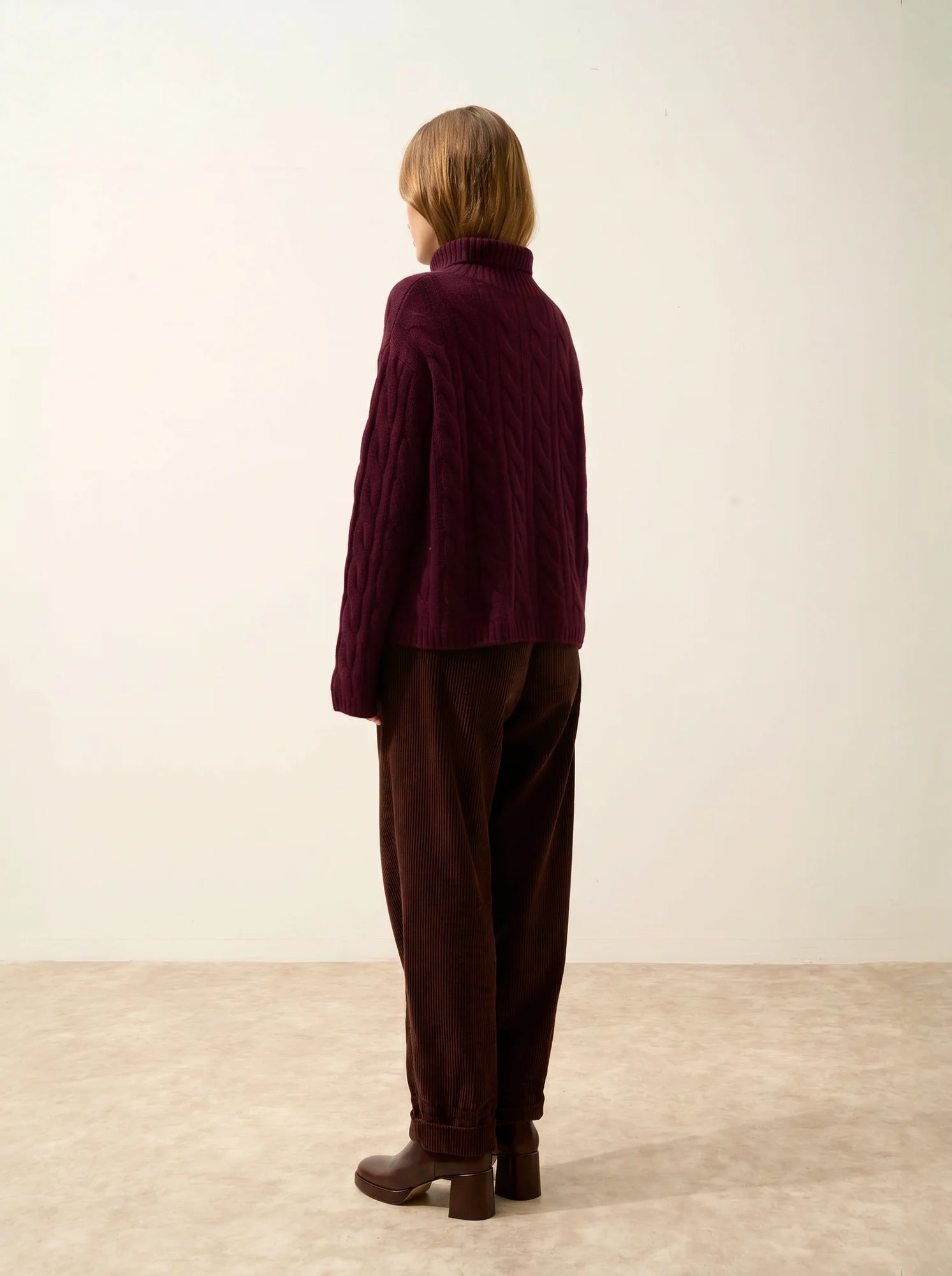 ALESSIA Pull Col Roulé 6 Fils Bordeaux