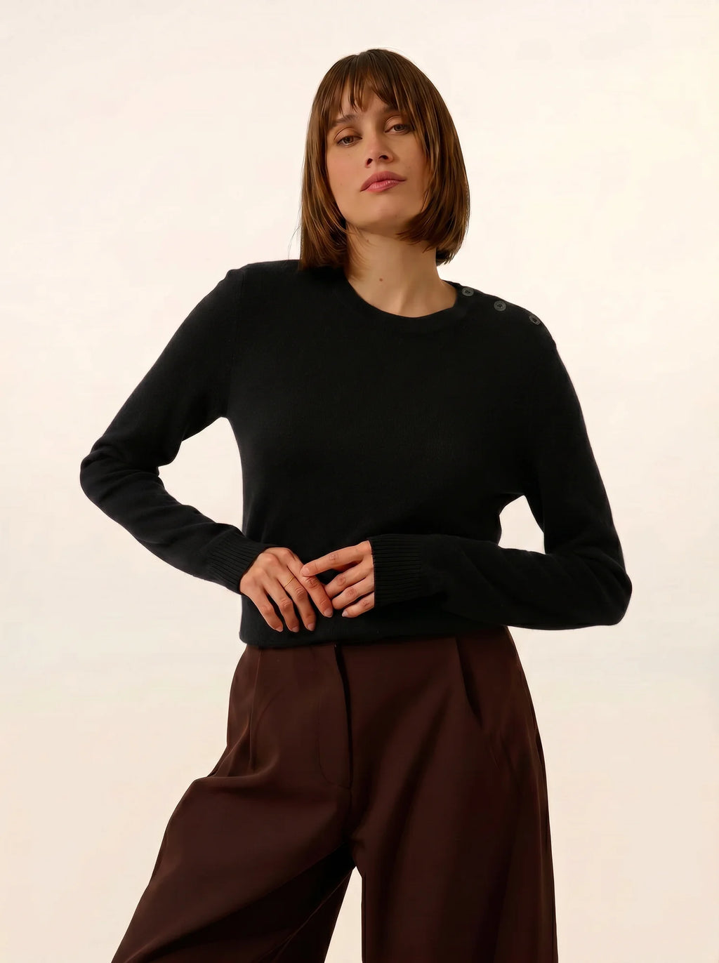 ORELIEN Pull Col Rond Marin Noir