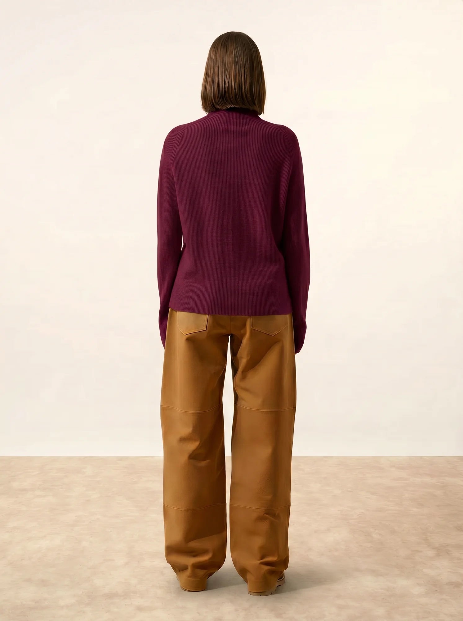 ALYSSA Pull Col Montant Bordeaux