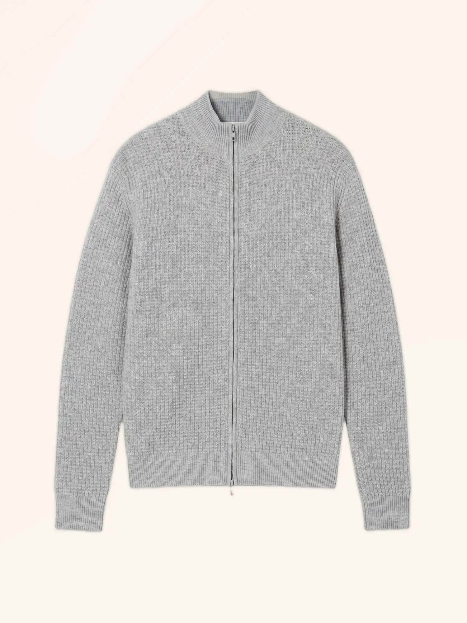 THOREN Gilet Zippé Col Camionneur 4 Fils Nuage Chiné
