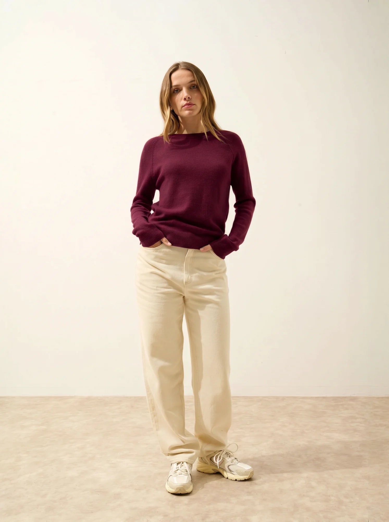 NORENA Pull Col Rond Bordeaux