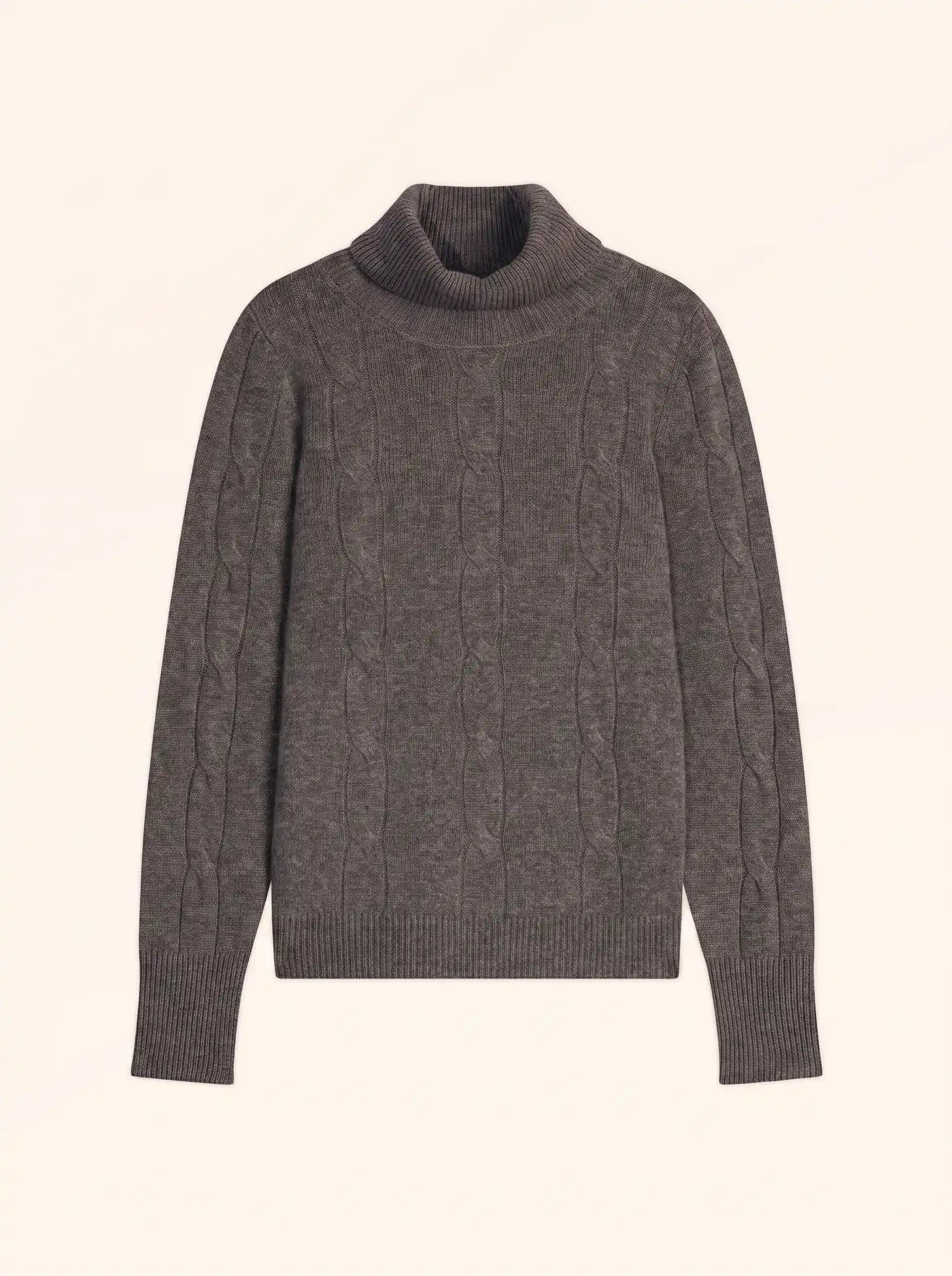 ESTELLE Pull Col Roulé 4 Fils Anthracite Chiné