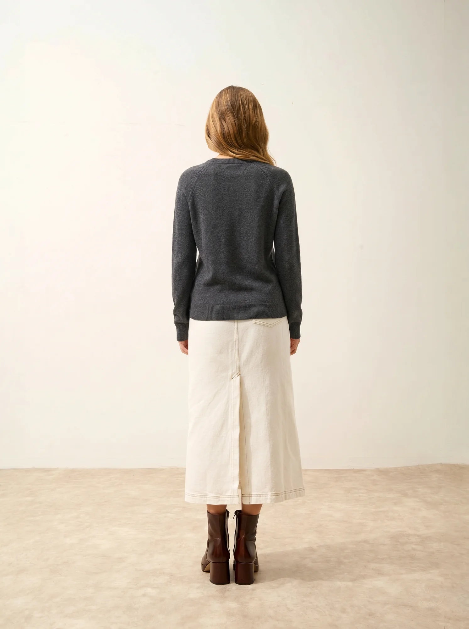 NORENA Pull Col Rond Anthracite Chiné