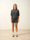 ÉRINA T-Shirt Col Bateau Chauve Souris 4 Fils Anthracite Chiné