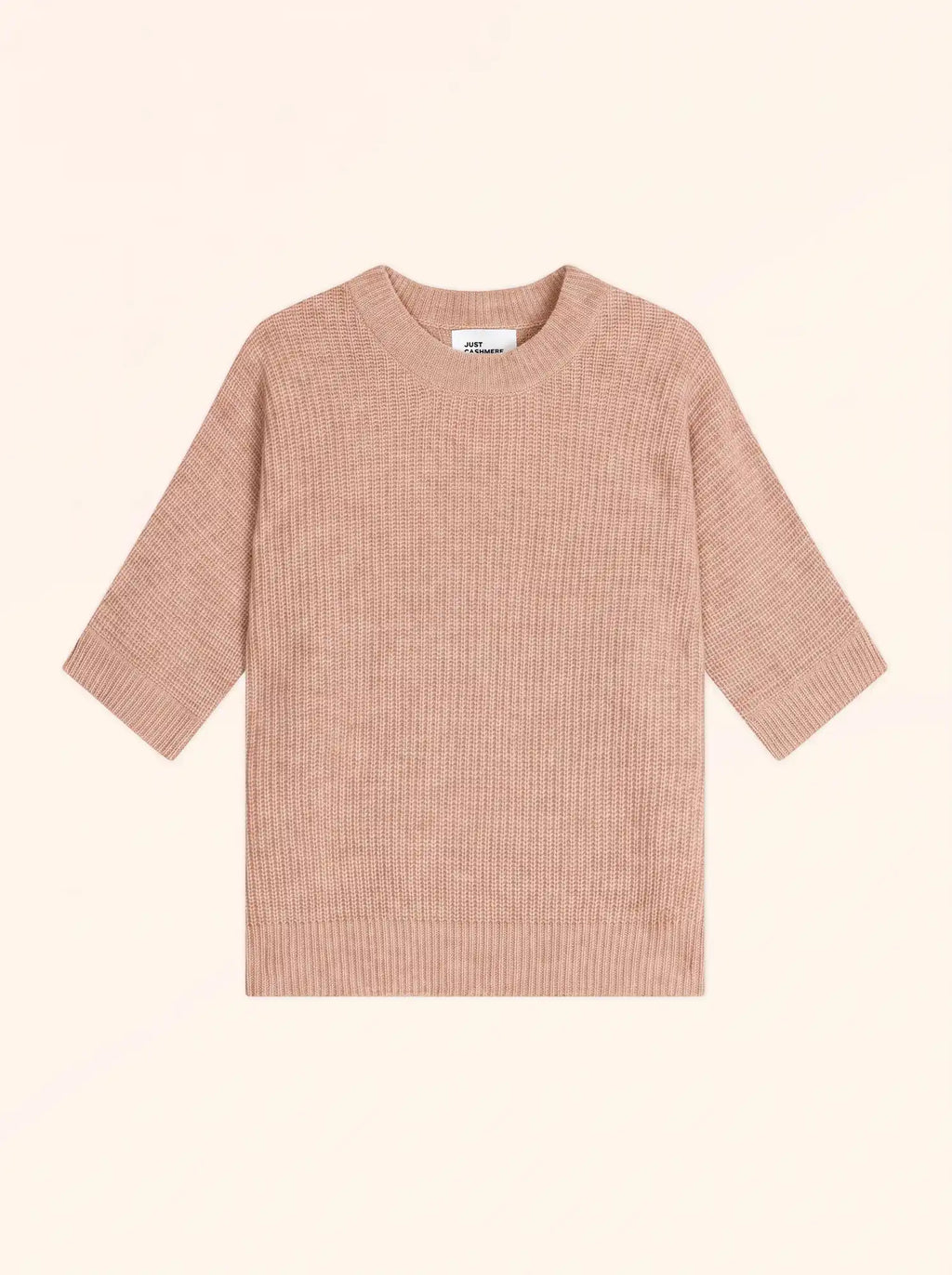 ÉRINA T-Shirt Col Bateau Chauve Souris 4 Fils Camel Chiné