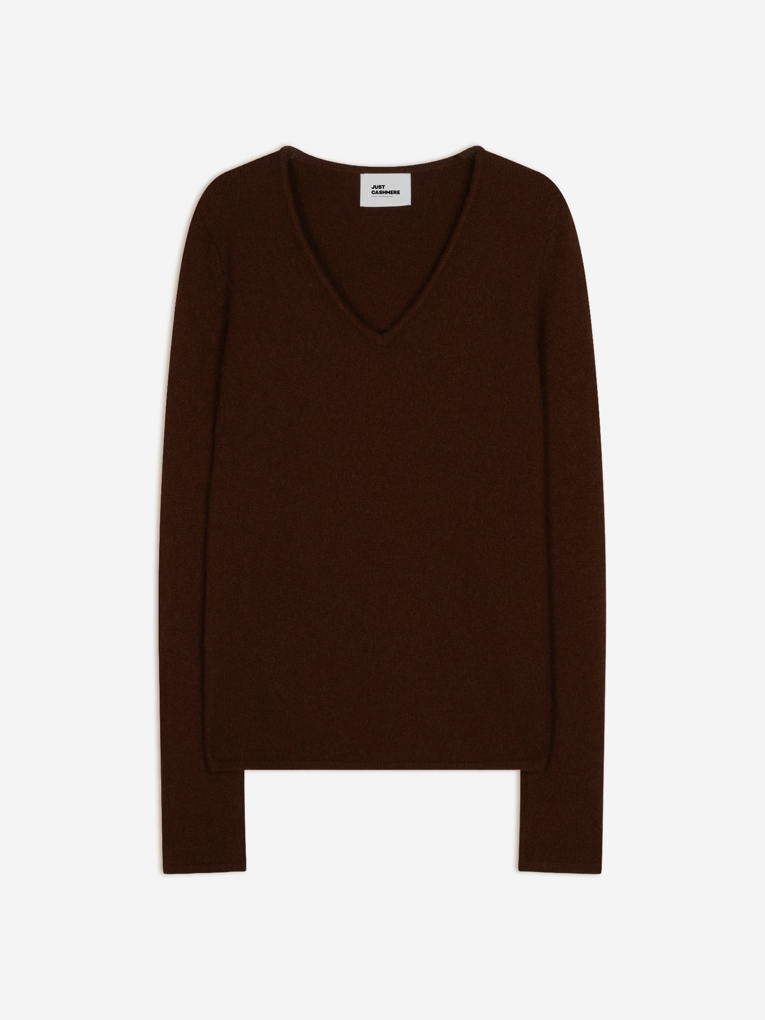 ABBY 4-ply coffee-colored V-neck sweater