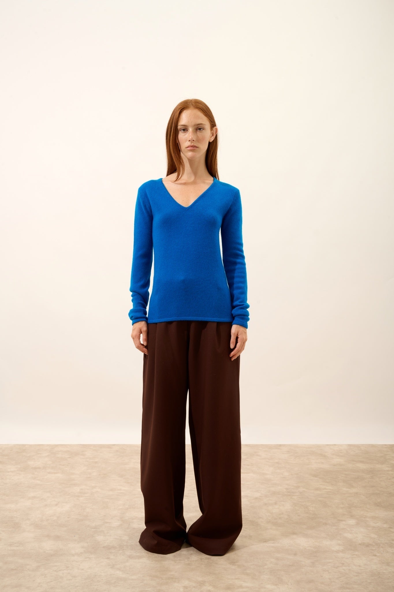 ABBY V-neck sweater, 4-ply Calanque