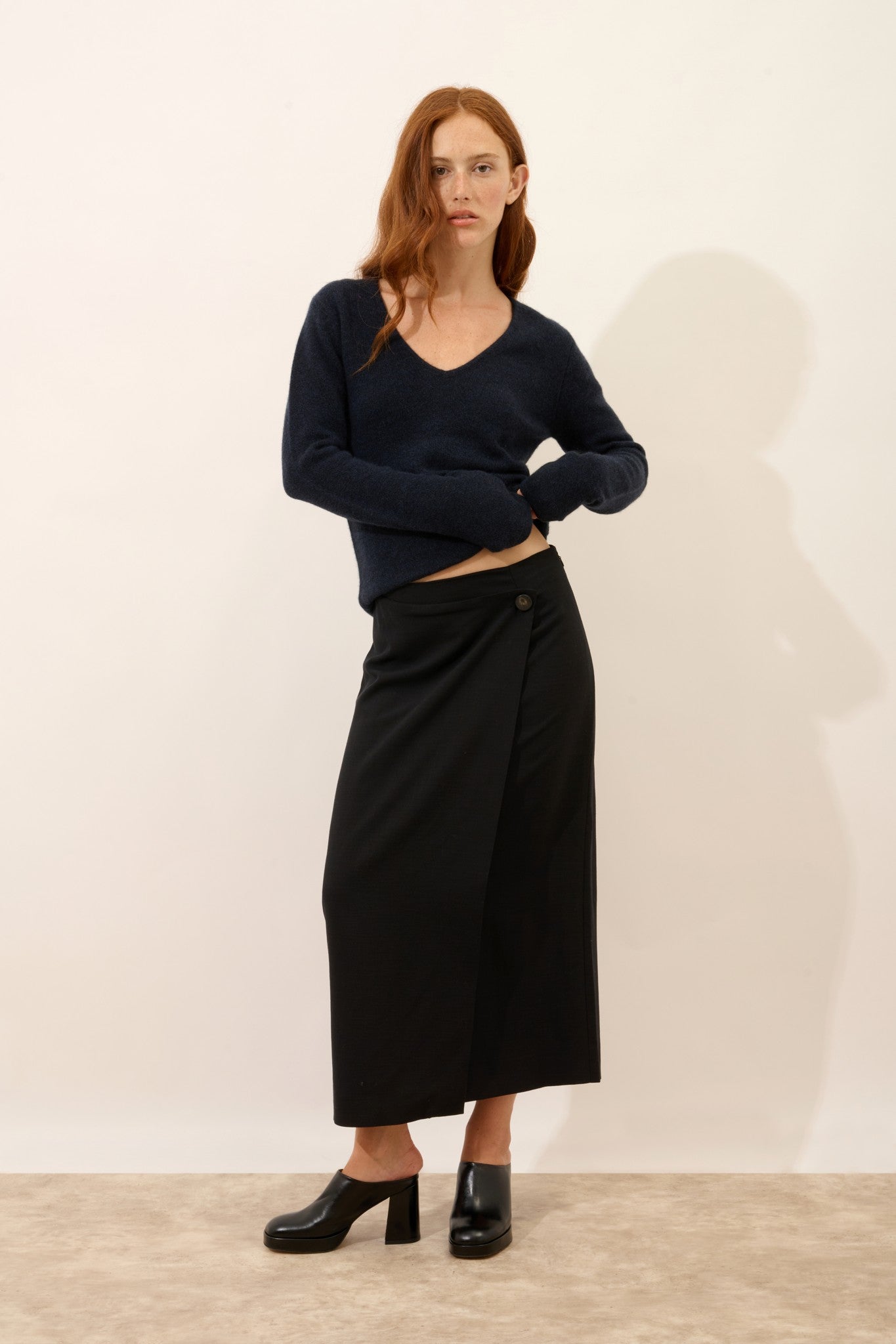 abby pull col v 4 fils caviar 100% cachemire