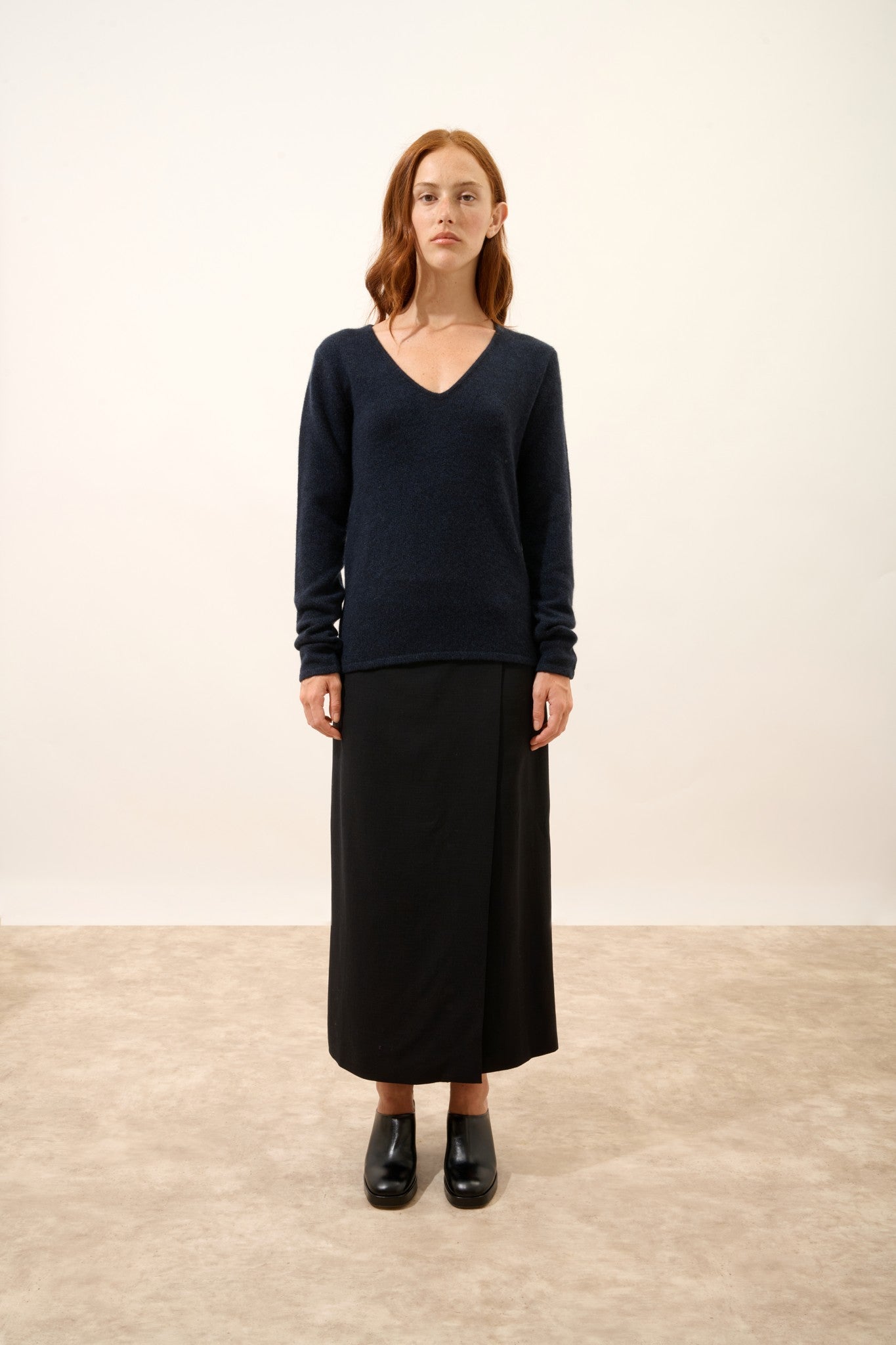 abby pull col v 4 fils caviar 100% cachemire