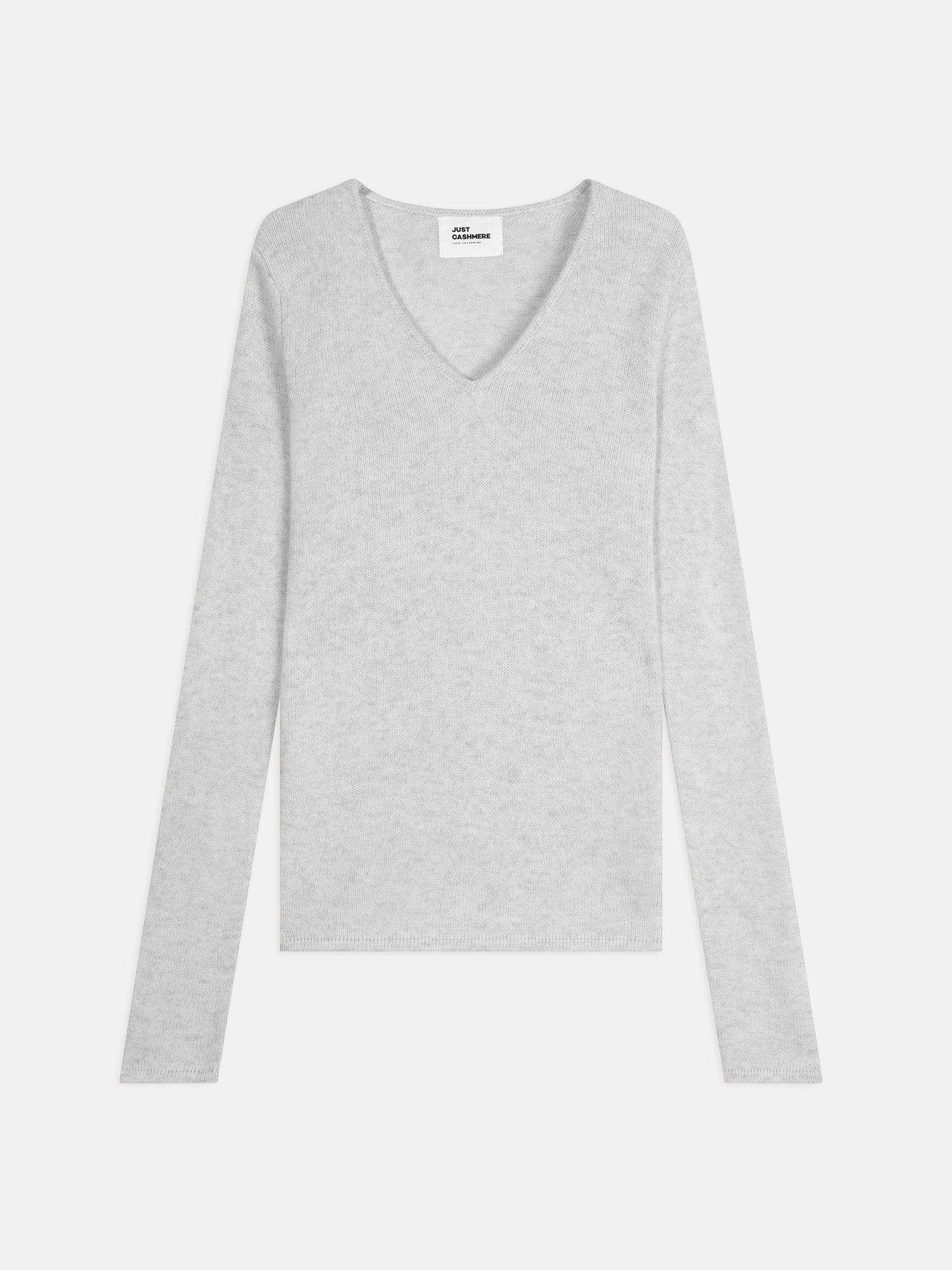 ABBY V-neck sweater, 4-ply pearl gray heather