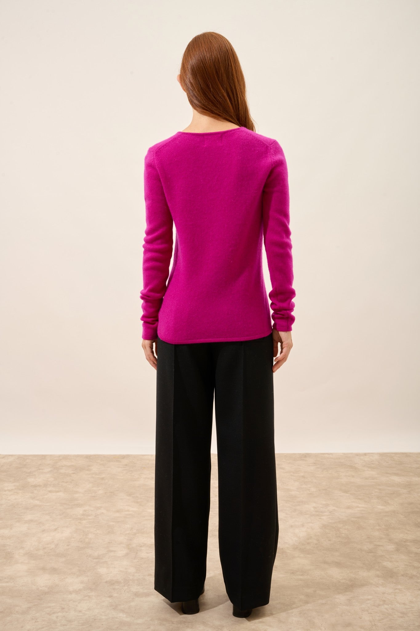 abby pull col v 4 fils violine 100% cachemire