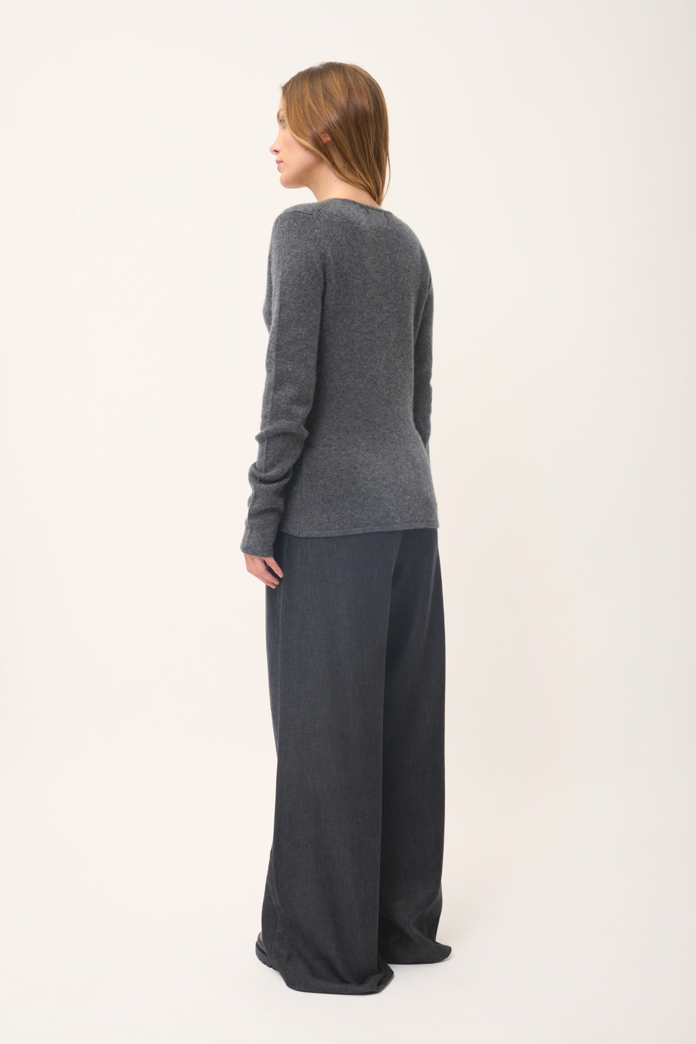 ABBY pull col v anthracite chiné