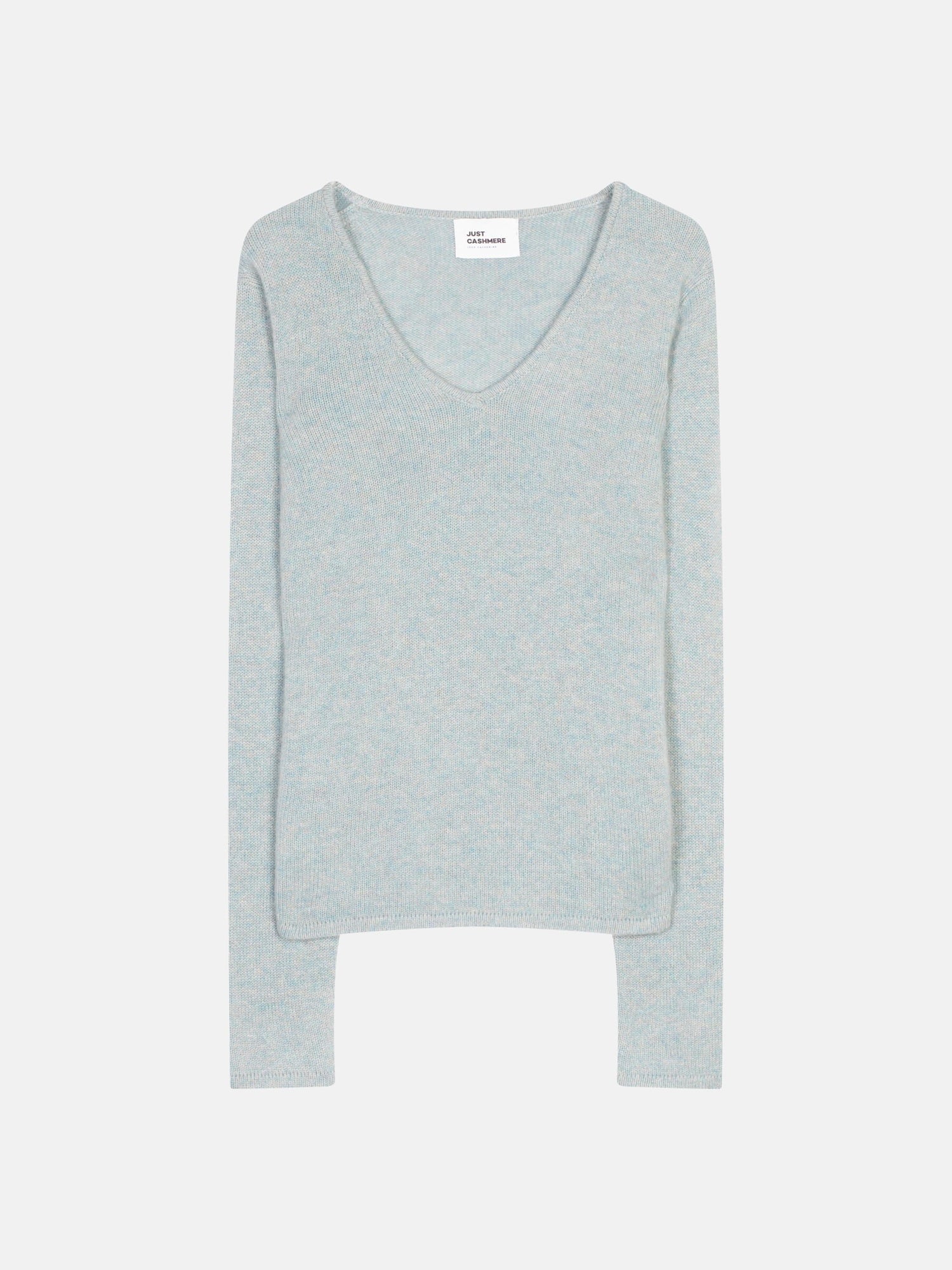 ABBY pull col v bleu gris chiné