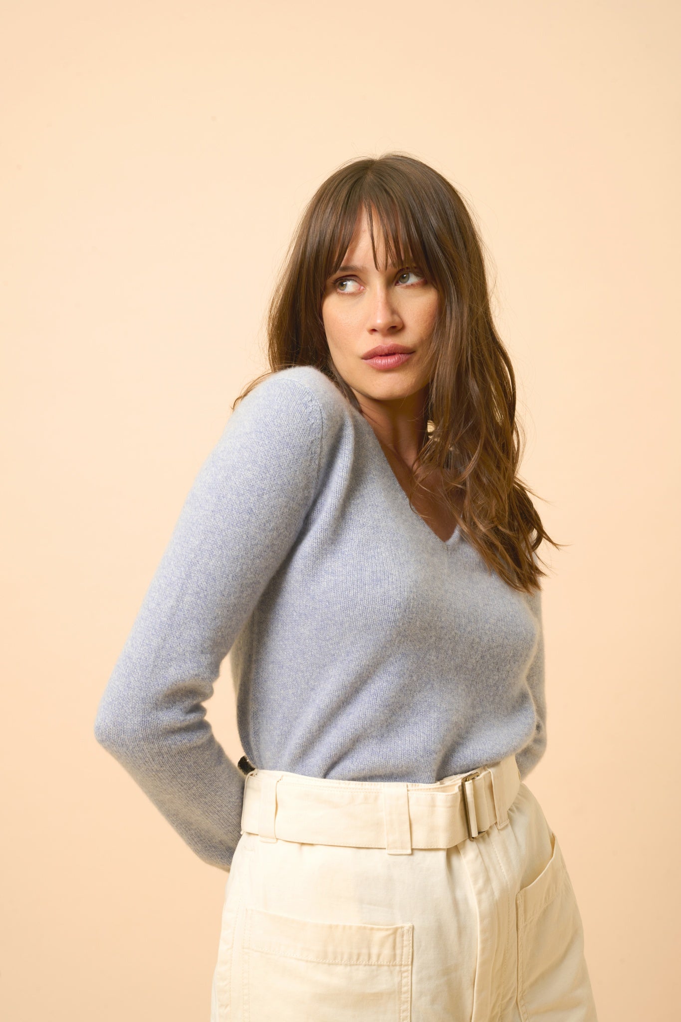 ABBY v-neck sweater ivory blue