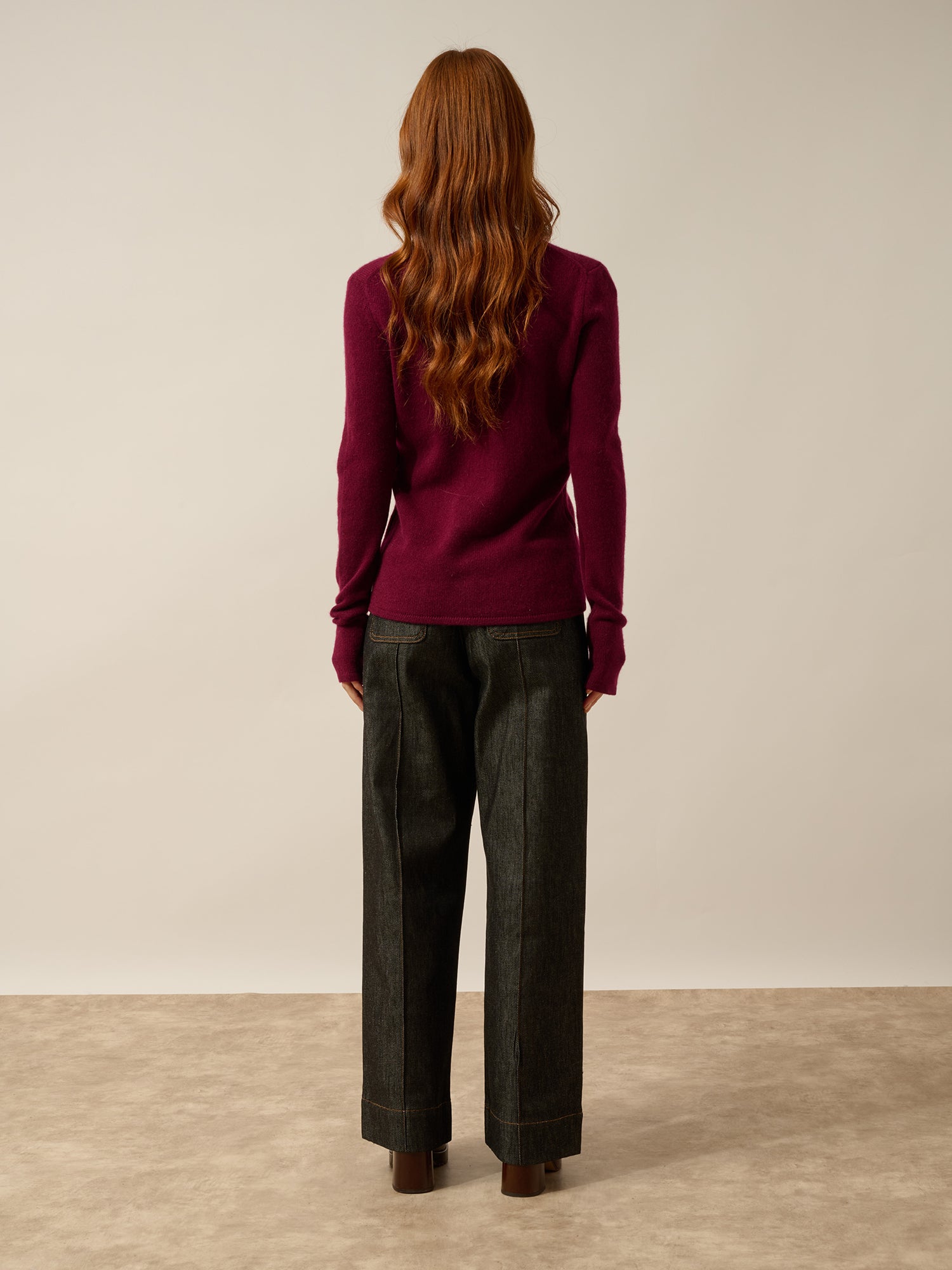 ABBY pull col v bordeaux