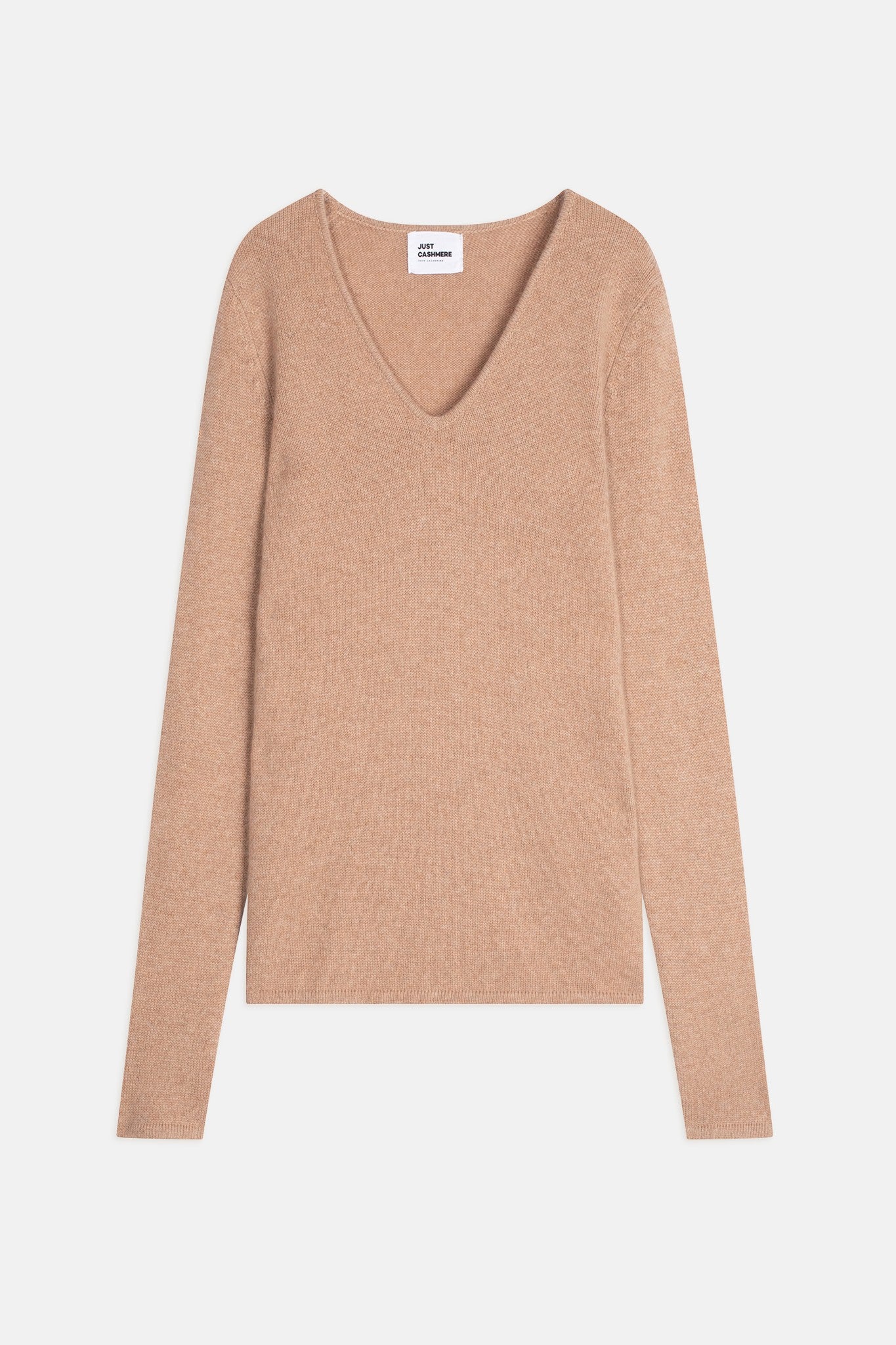 Abby V-neck sweater in camel heather