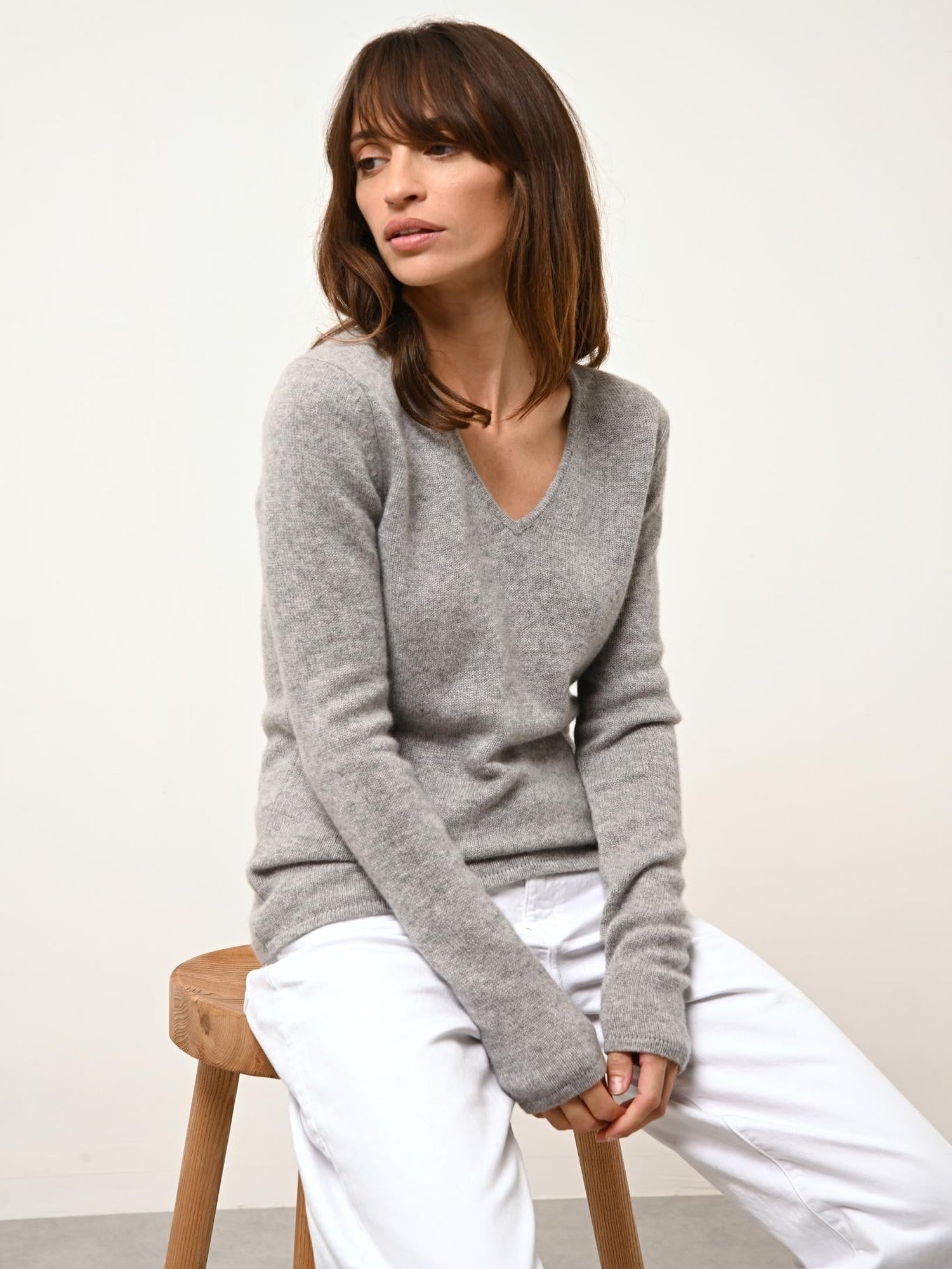 ABBY pull col v nuage chiné