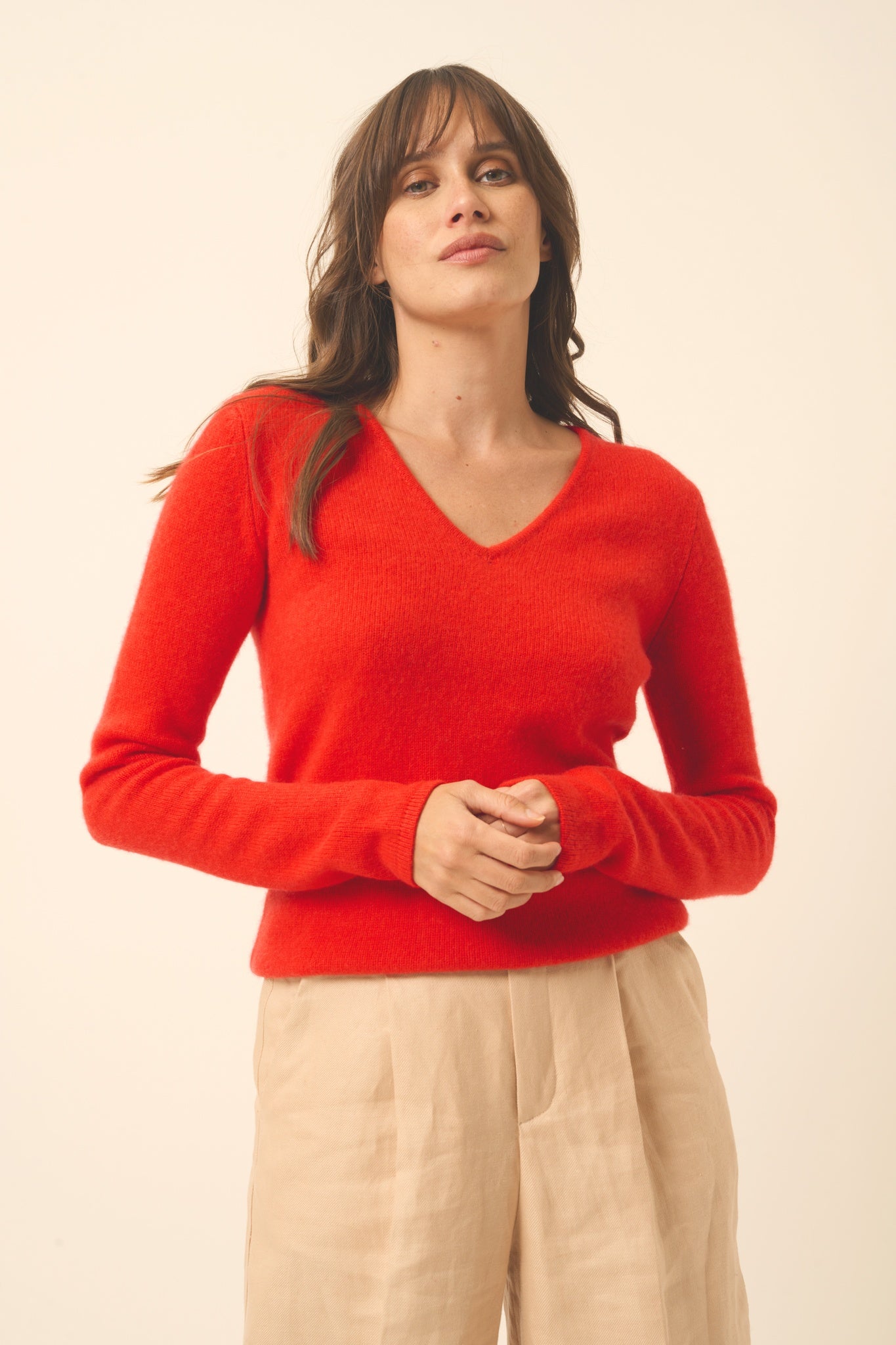 ABBY pull col v tomate