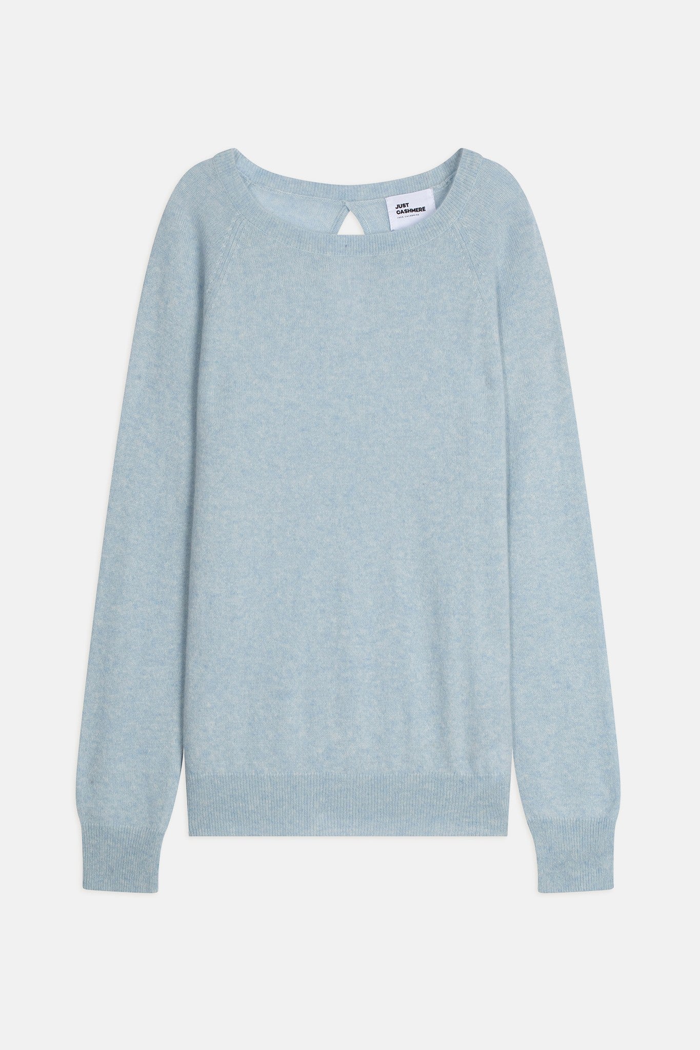 abigail pull col bateau goutte dos bleu clair chiné