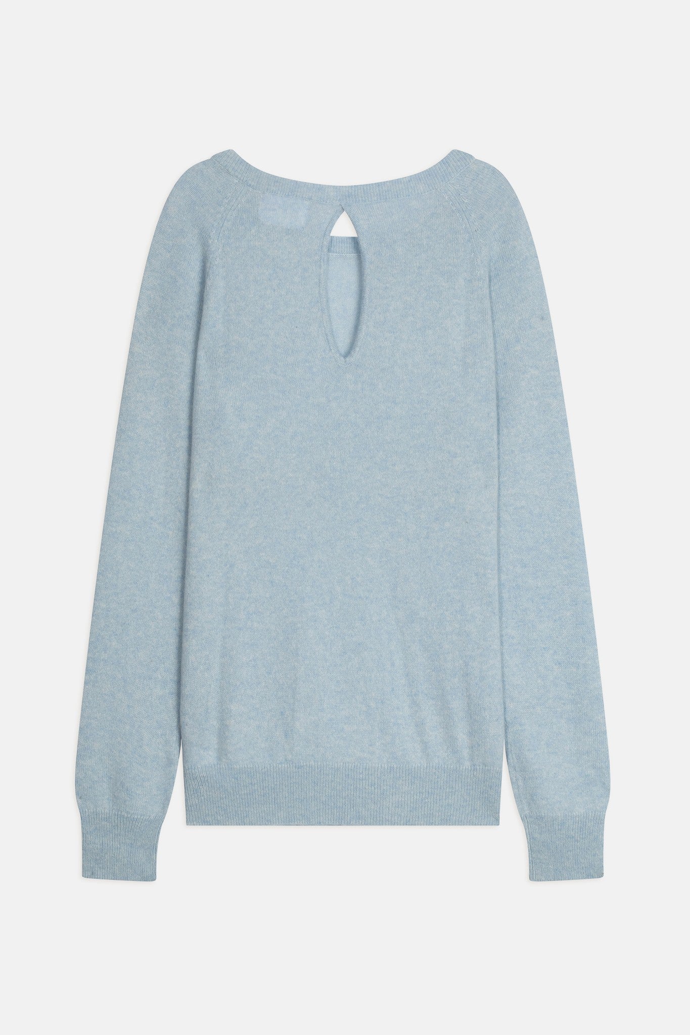 abigail pull col bateau goutte dos bleu clair chiné