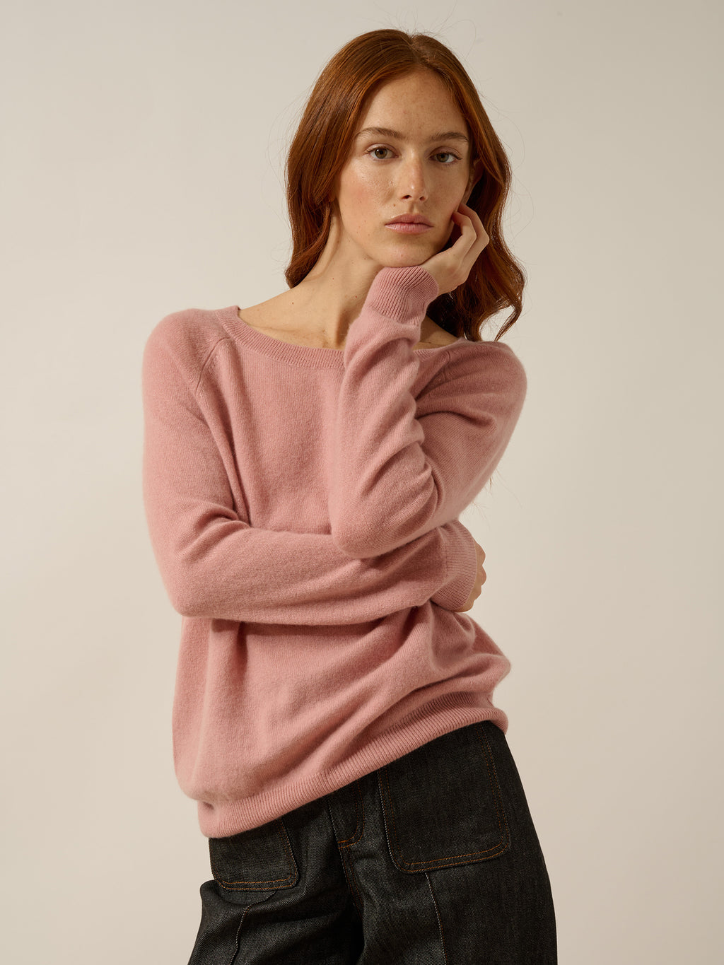 ABIGAIL pull col bateau goutte dos bois de rose