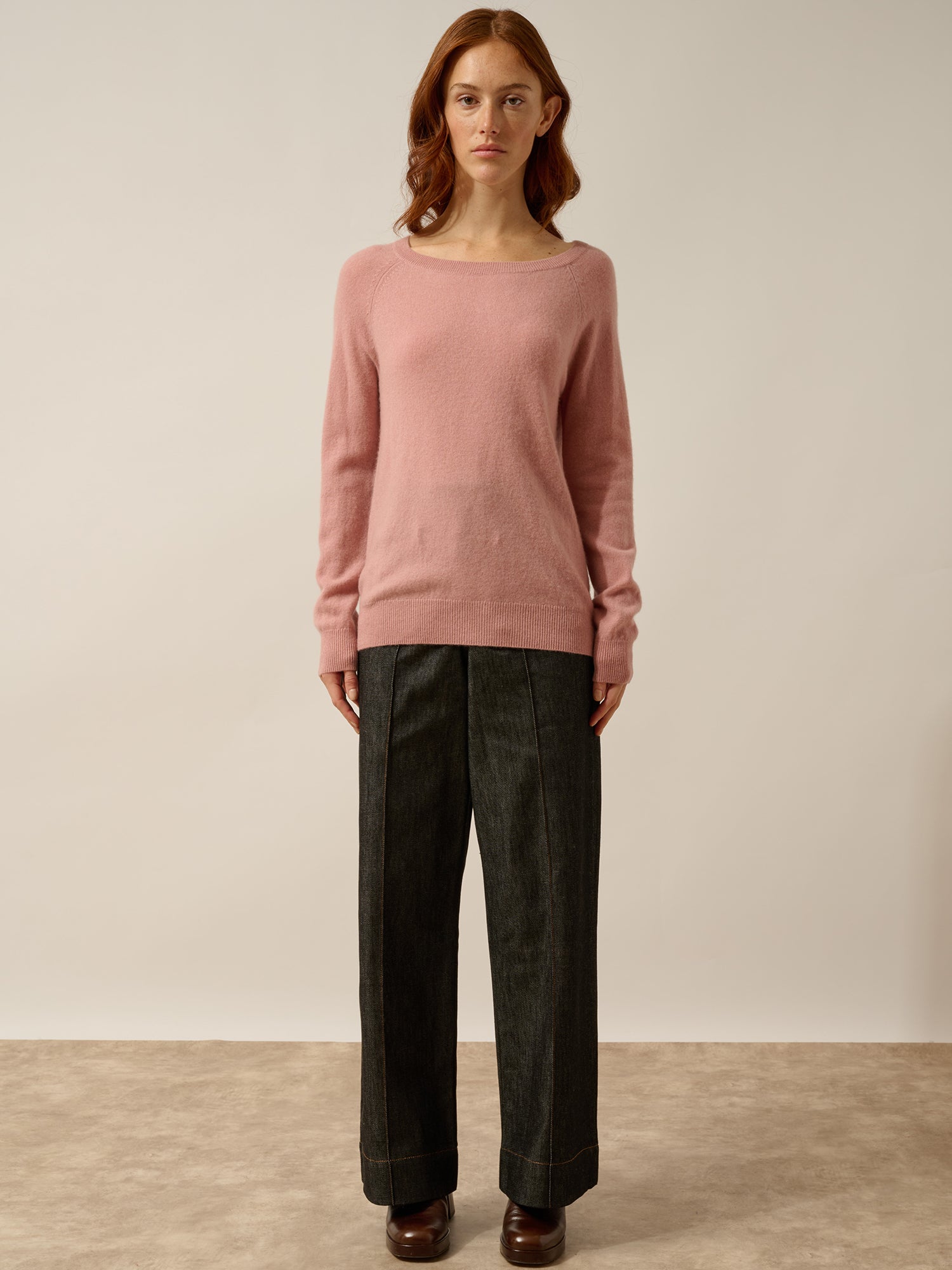 ABIGAIL pull col bateau goutte dos bois de rose