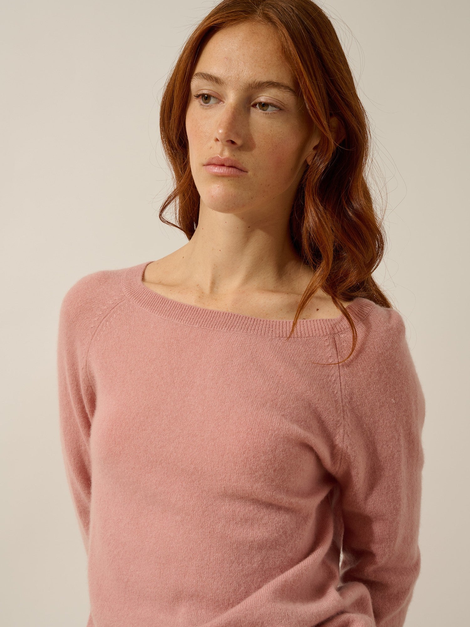 abigail pull col bateau goutte dos bois de rose