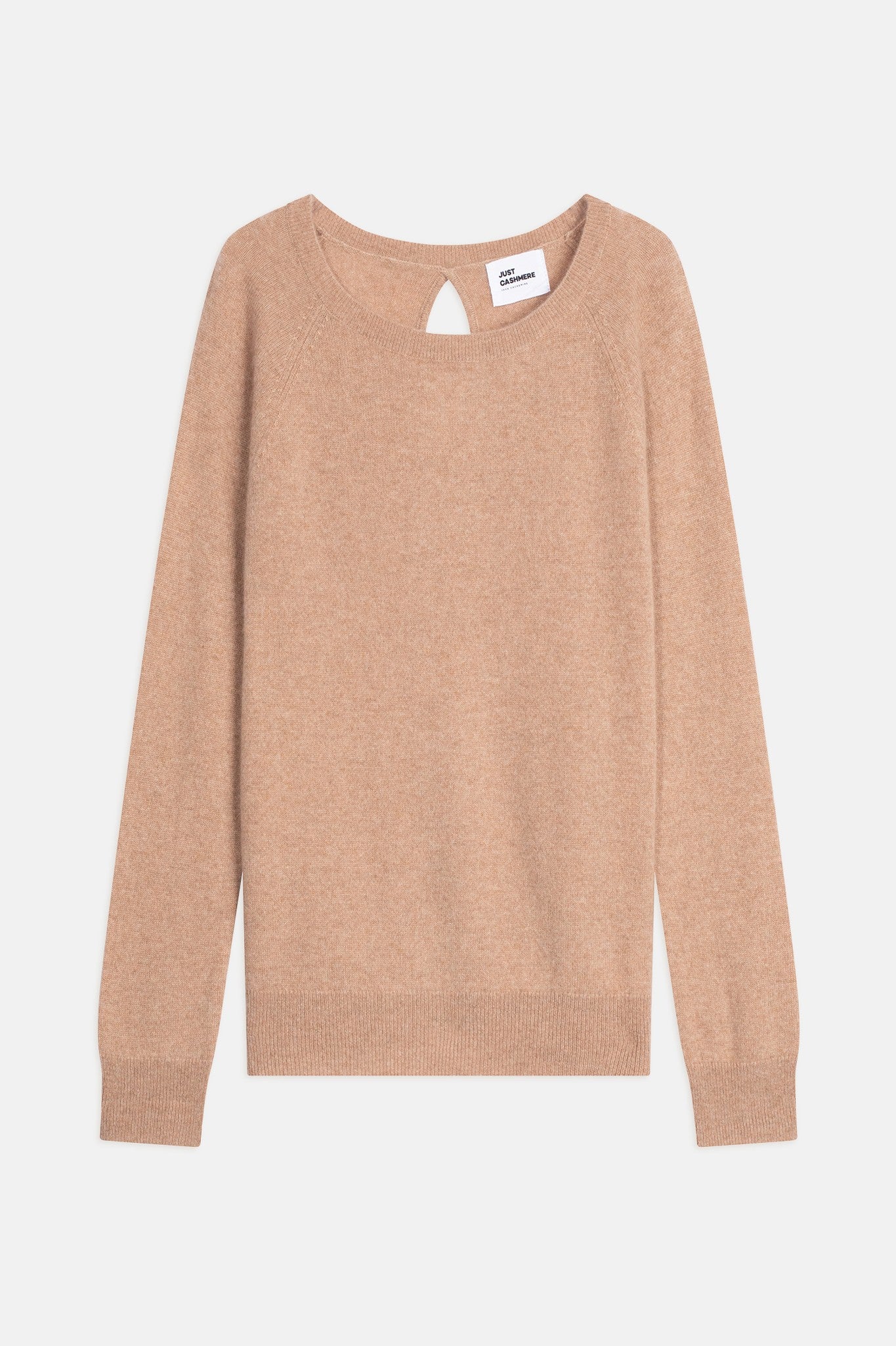 abigail boat neck sweater with drop back in camel heather
