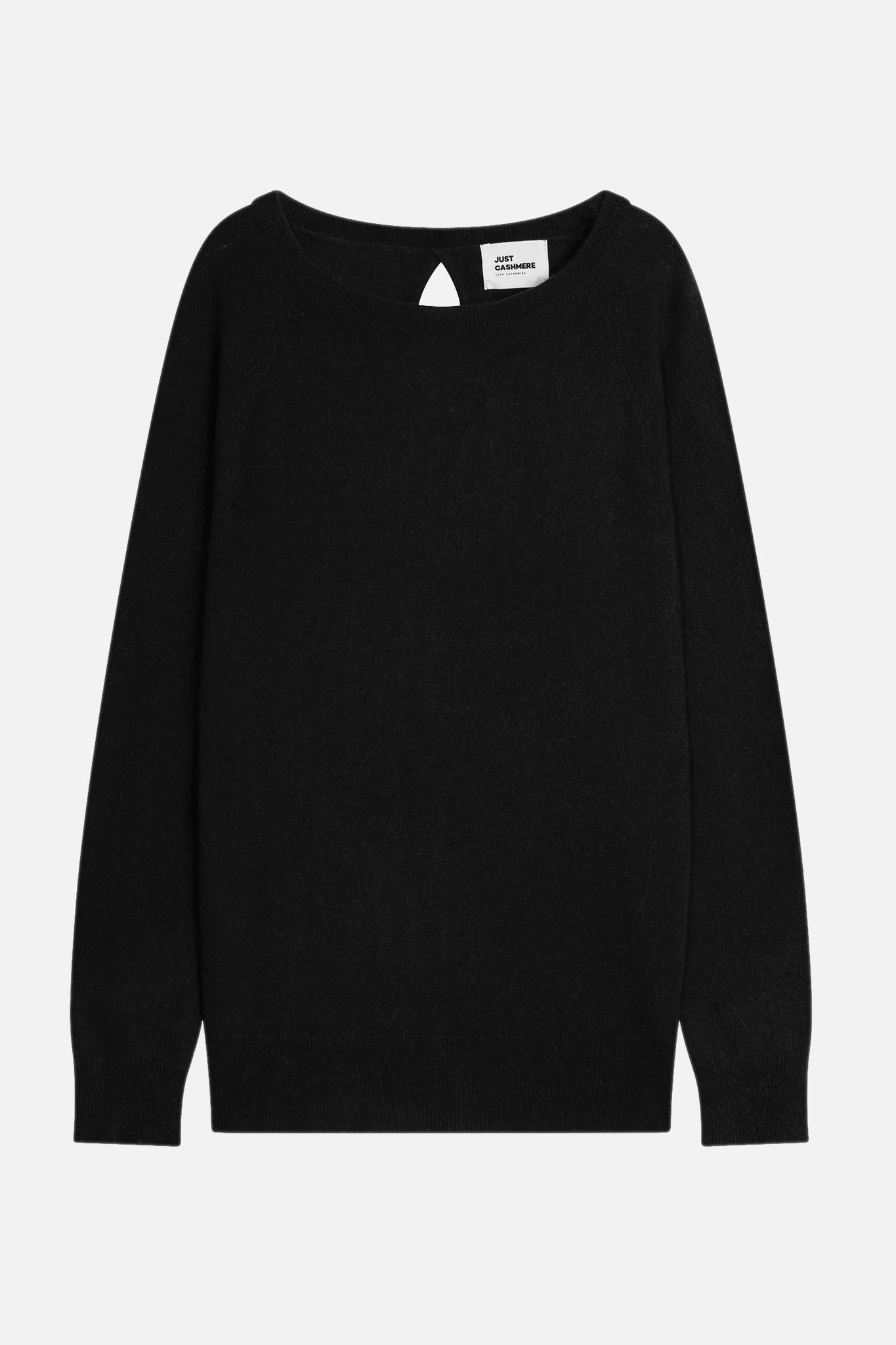 ABIGAIL pull col bateau goutte dos noir