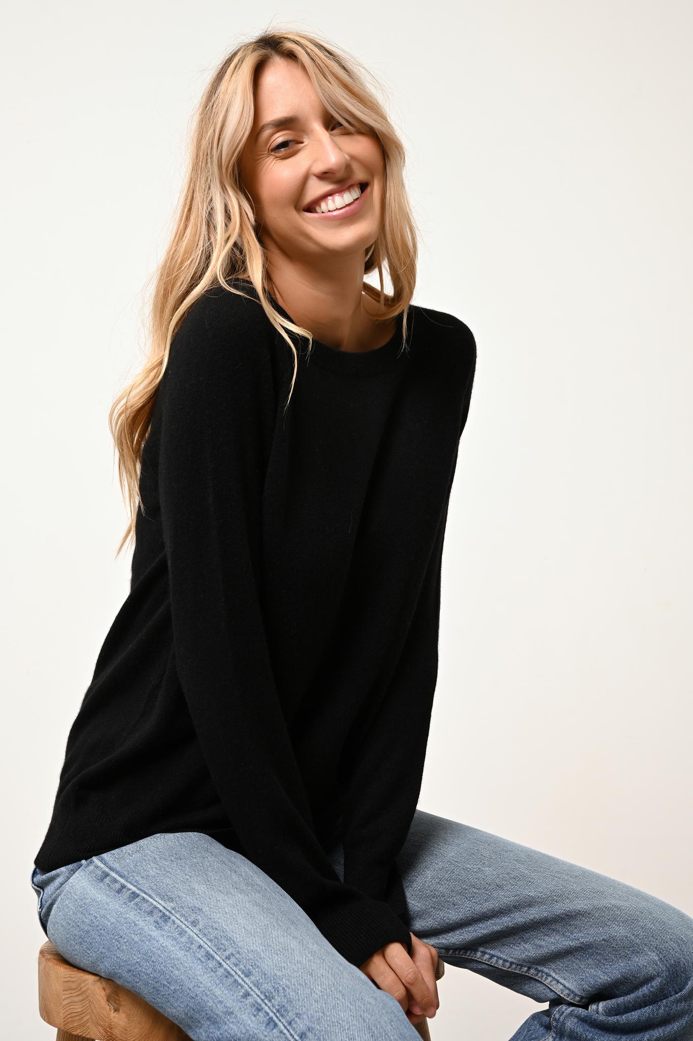 ABIGAIL pull col bateau goutte dos noir