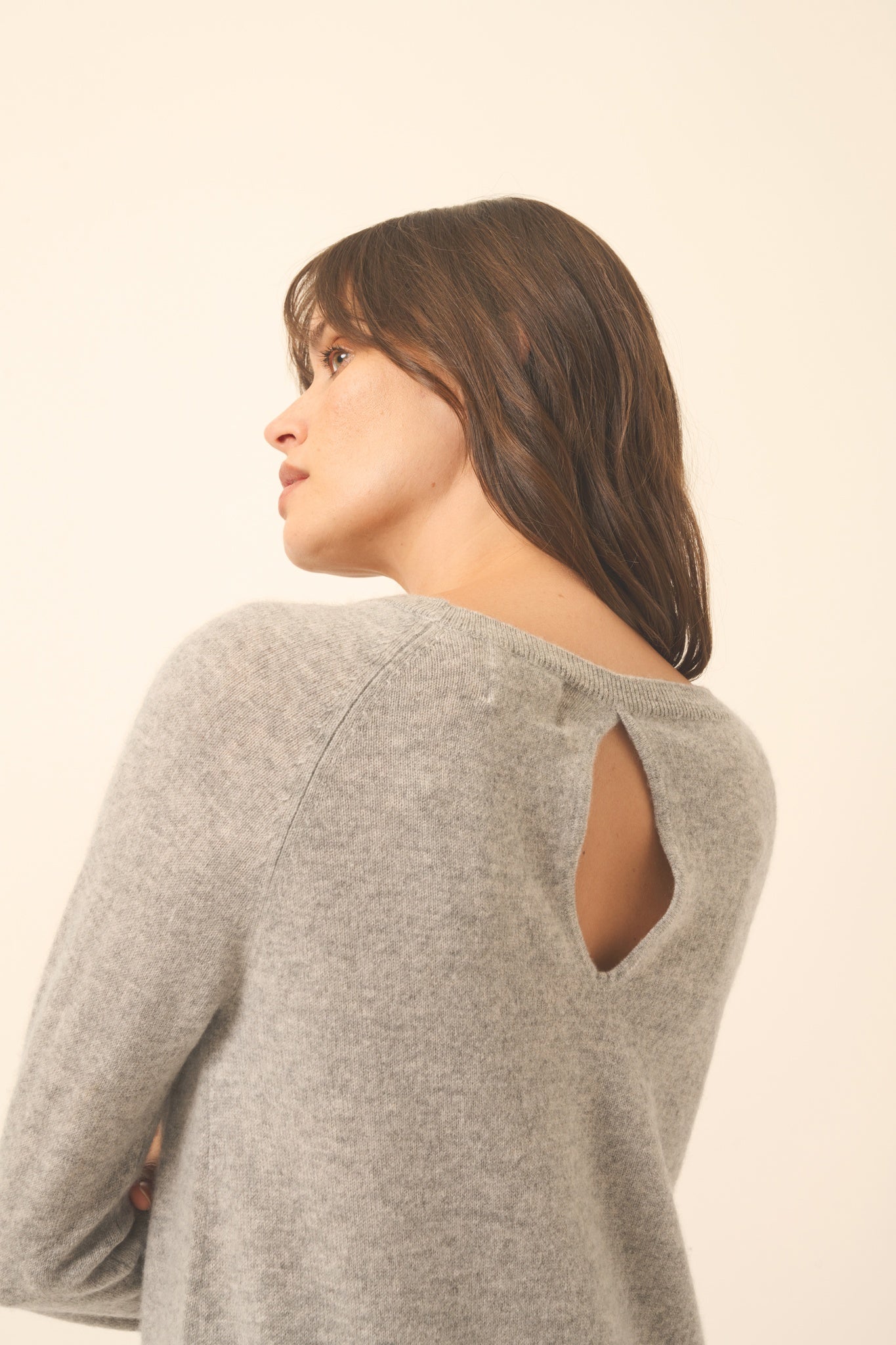ABIGAIL pull col bateau goutte dos nuage chiné