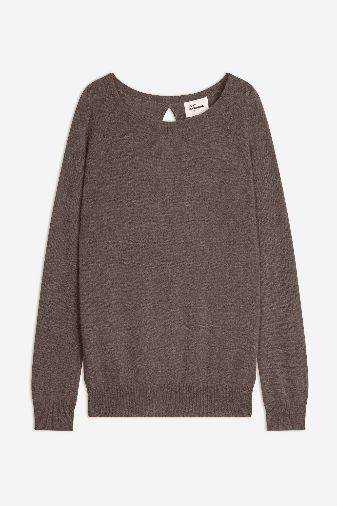 abigail pull col bateau goutte dos taupe chiné