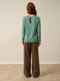 ABIGAIL pull col bateau goutte dos vert chiné