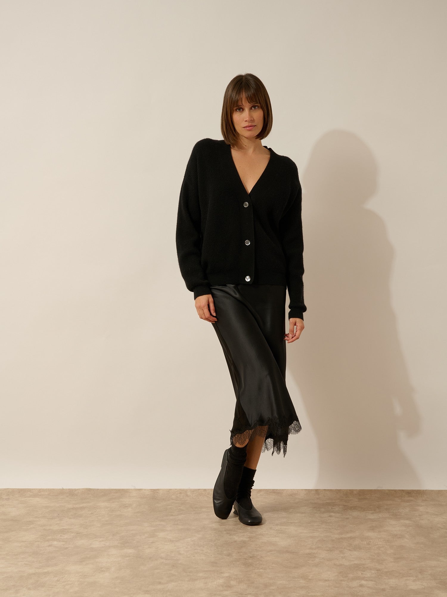 adele cardigan col v noir