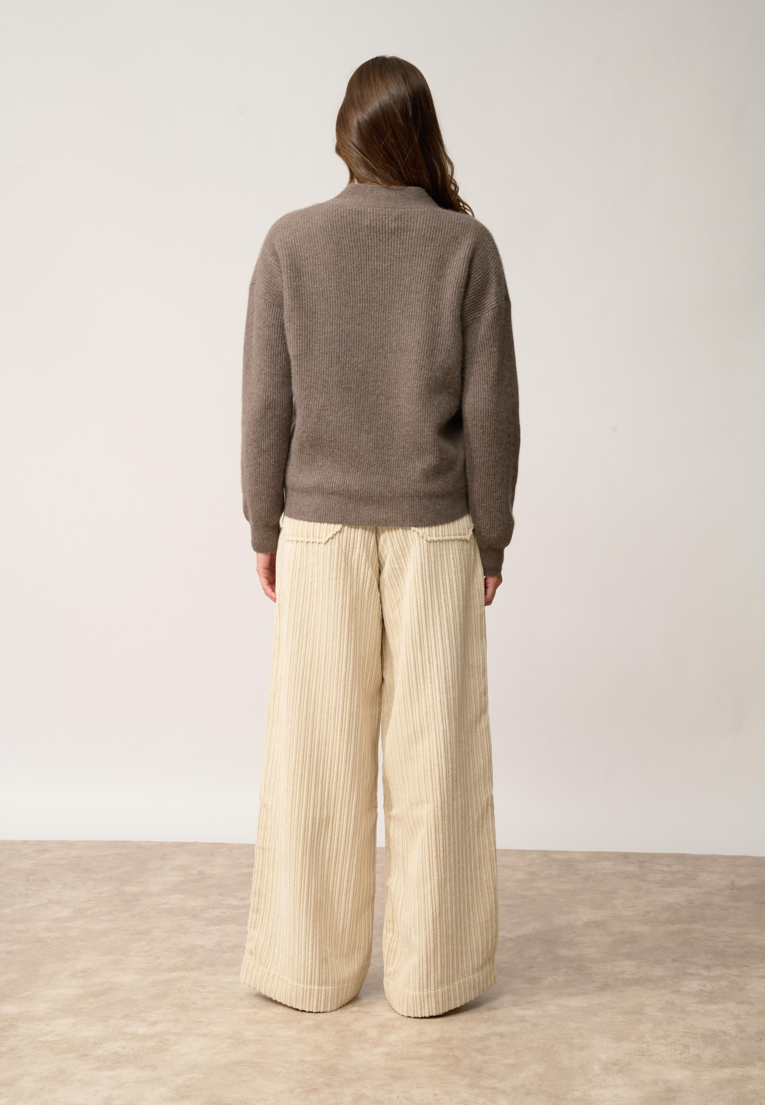 ADELE cardigan col v taupe chiné