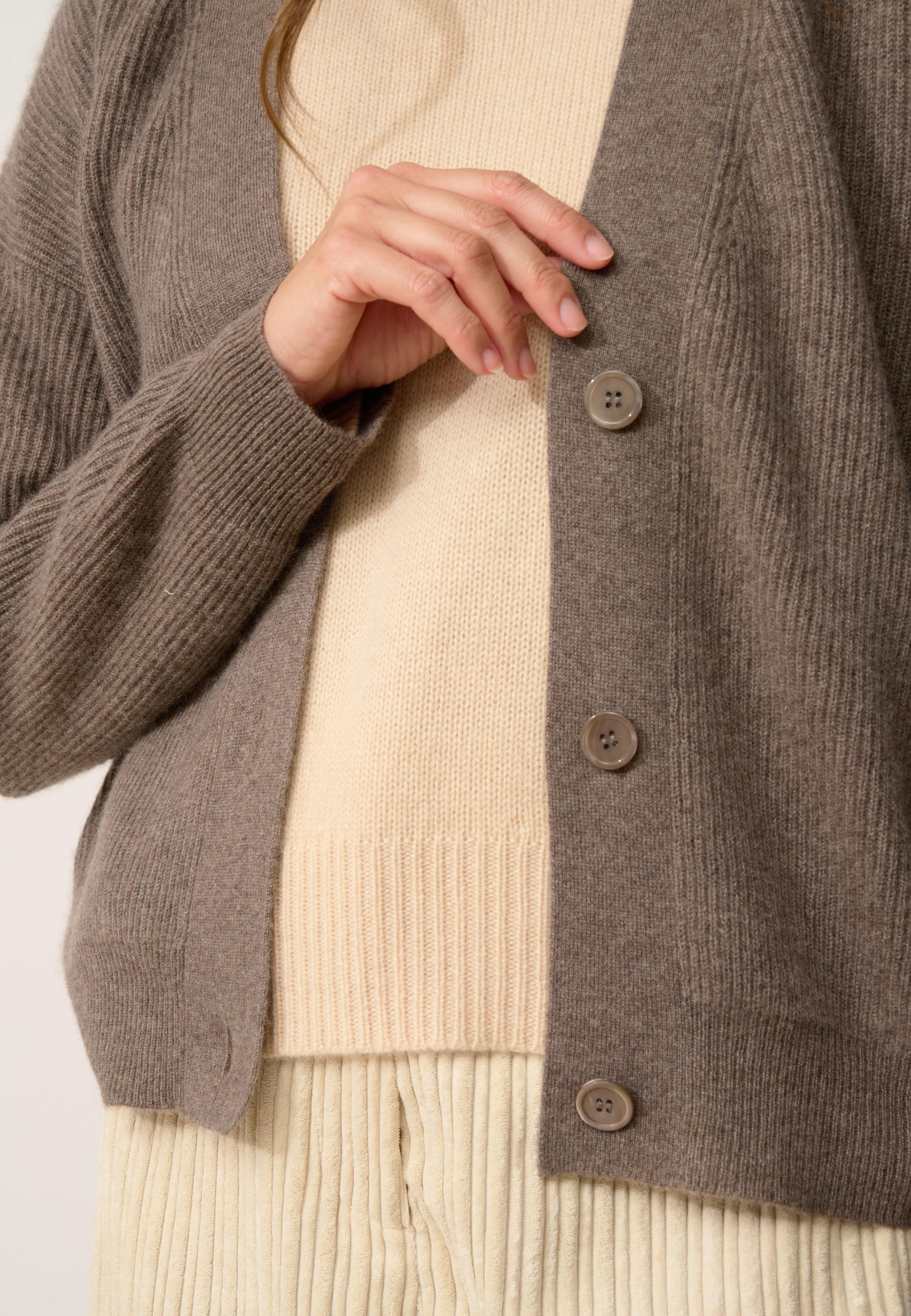 ADELE cardigan col v taupe chiné