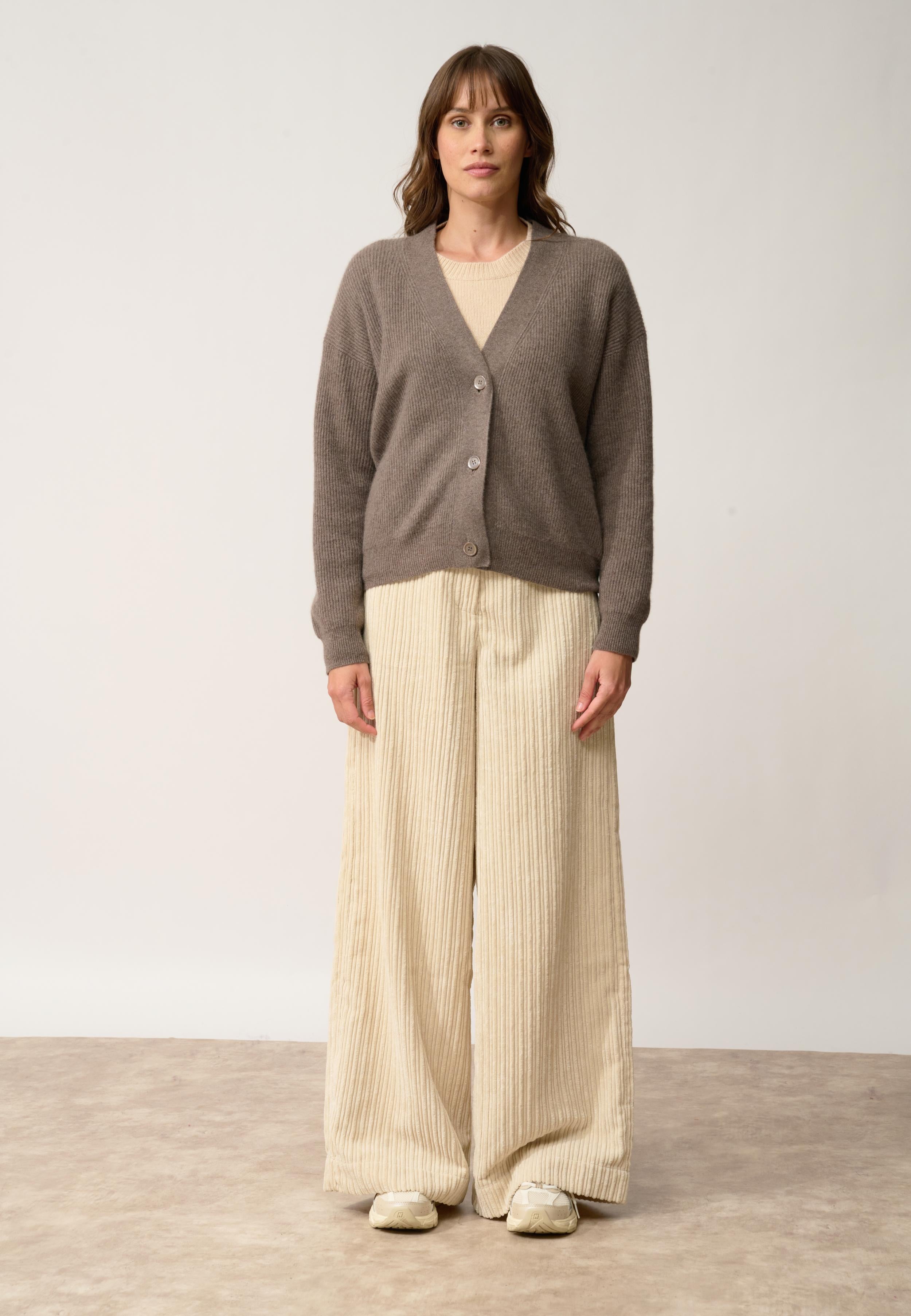ADELE cardigan col v taupe chiné