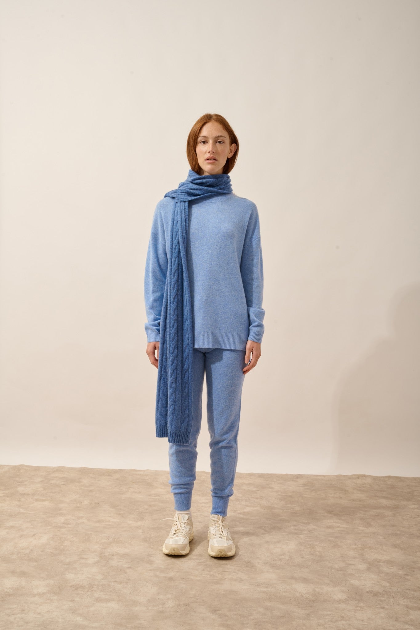 aelith écharpe 4 fils bleu denim 100% cachemire