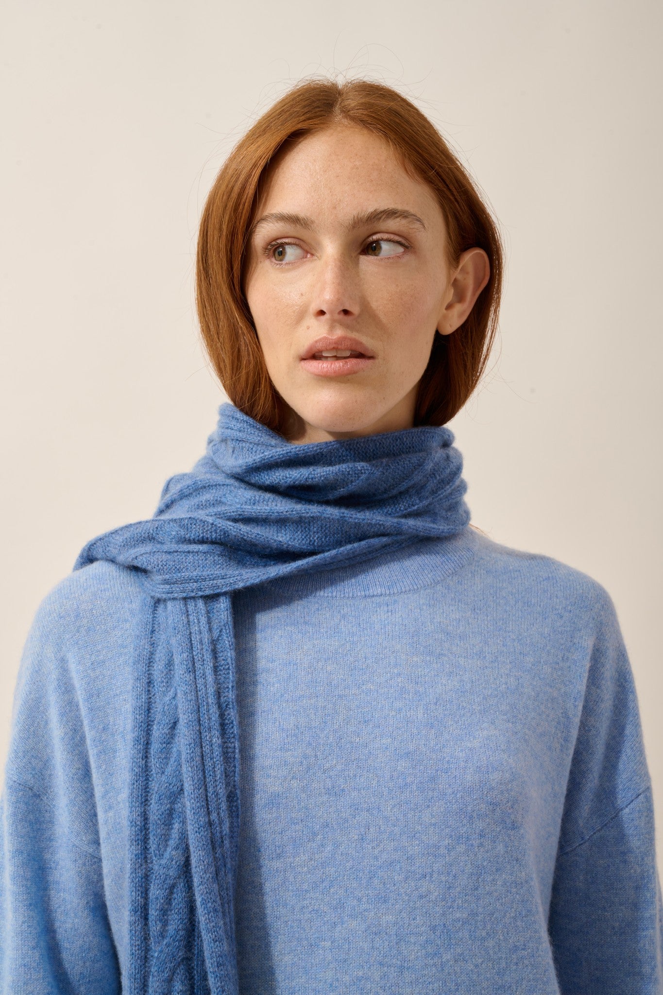 aelith écharpe 4 fils bleu denim 100% cachemire