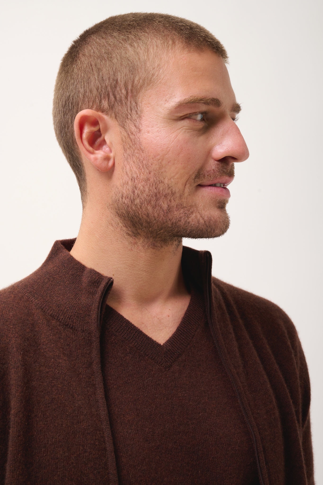 ALAN gilet col montant café