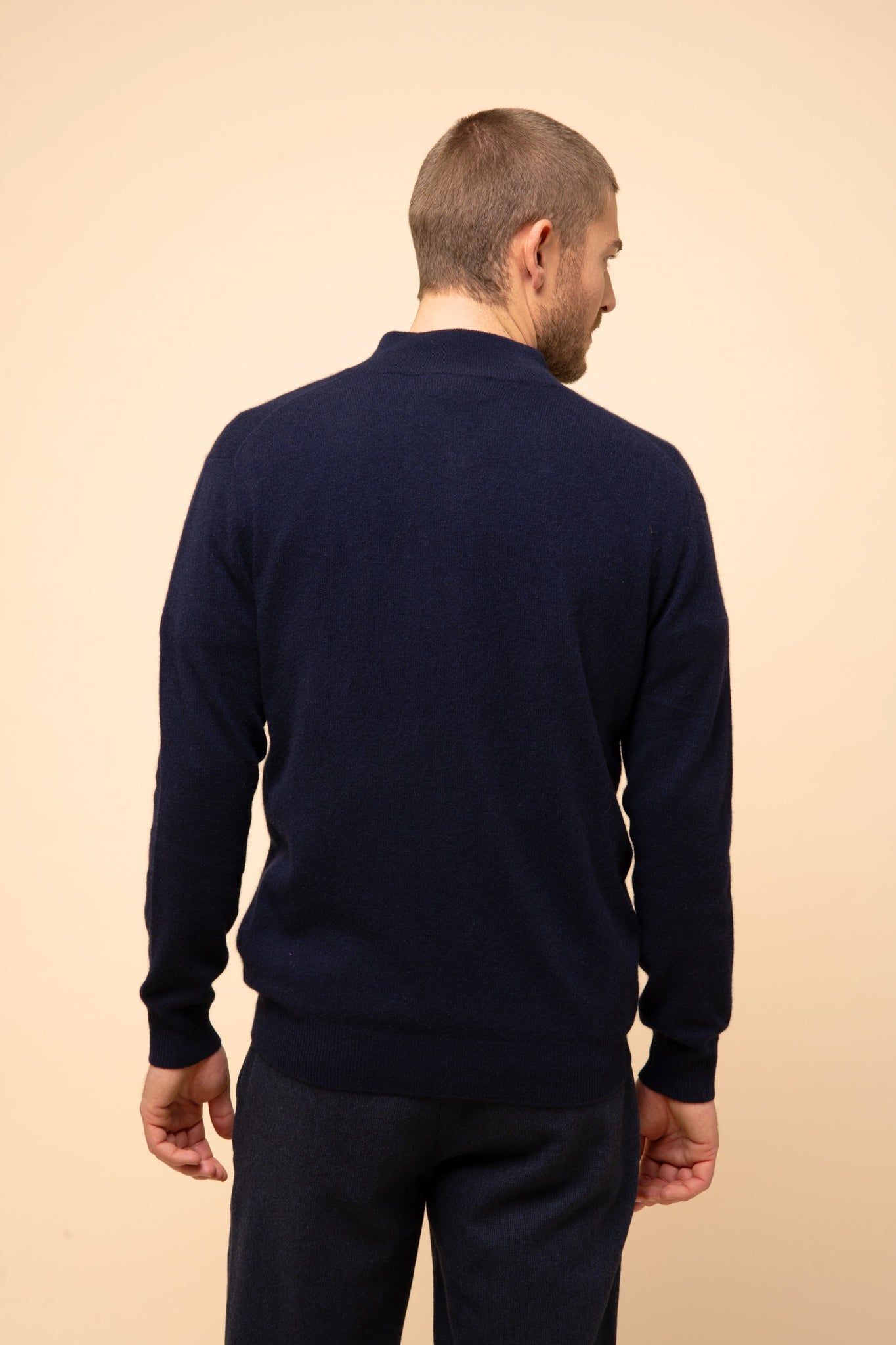 ALAN navy high-neck cardigan